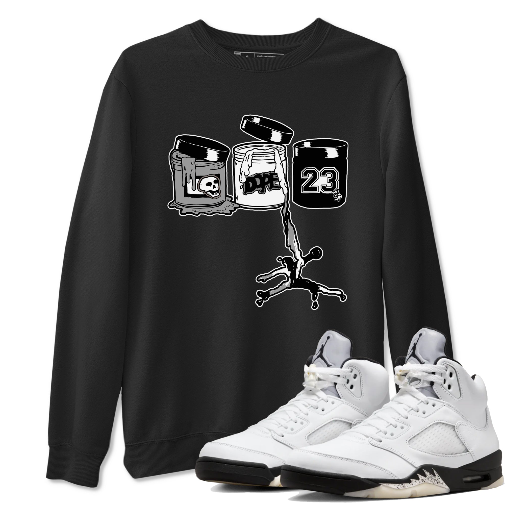 Jordan Paint snkmatch Tees - Air Jordan 5 White Black