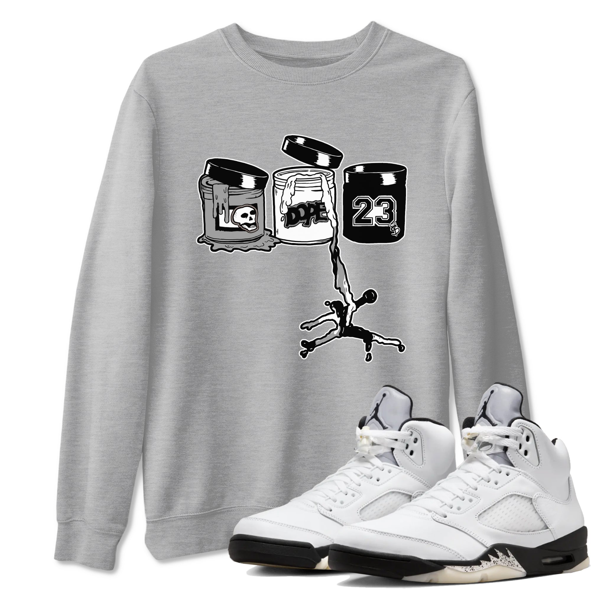 Jordan Paint snkmatch Tees - Air Jordan 5 White Black