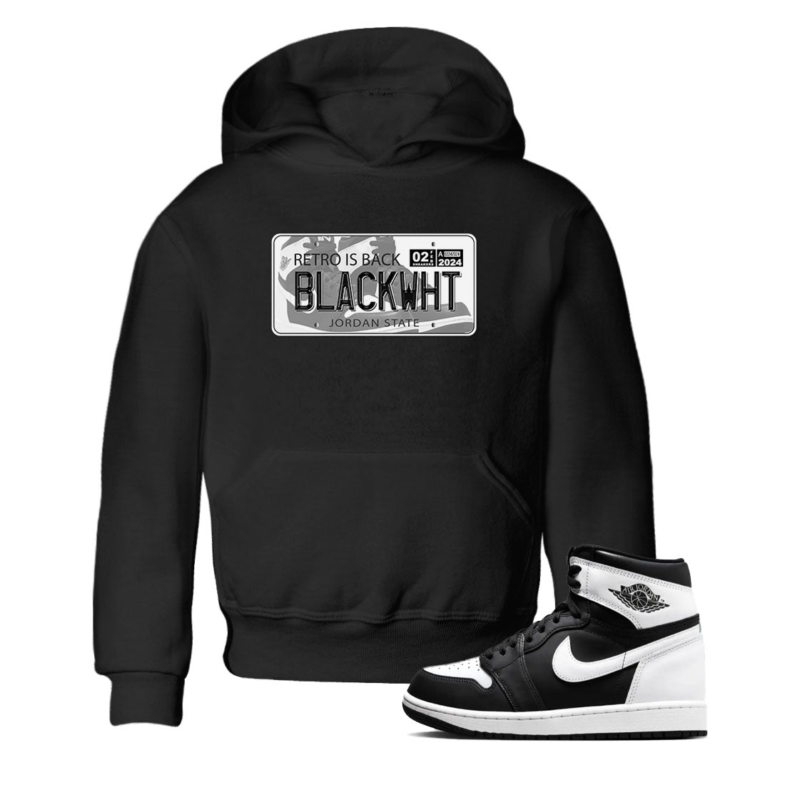 Jordan Plate snkmatch Tees Kids - Air Jordan 1 Black White