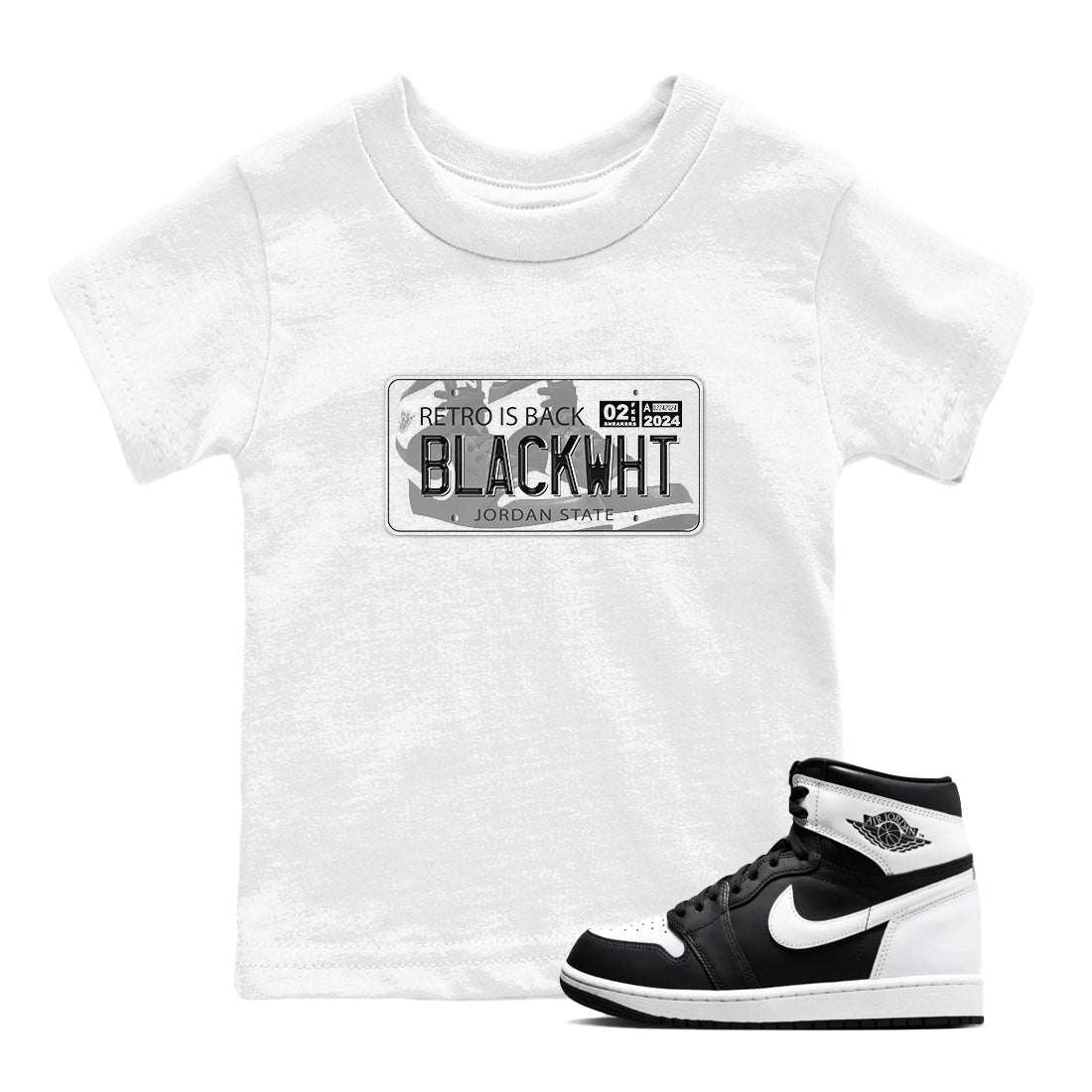 Jordan Plate snkmatch Tees Kids - Air Jordan 1 Black White