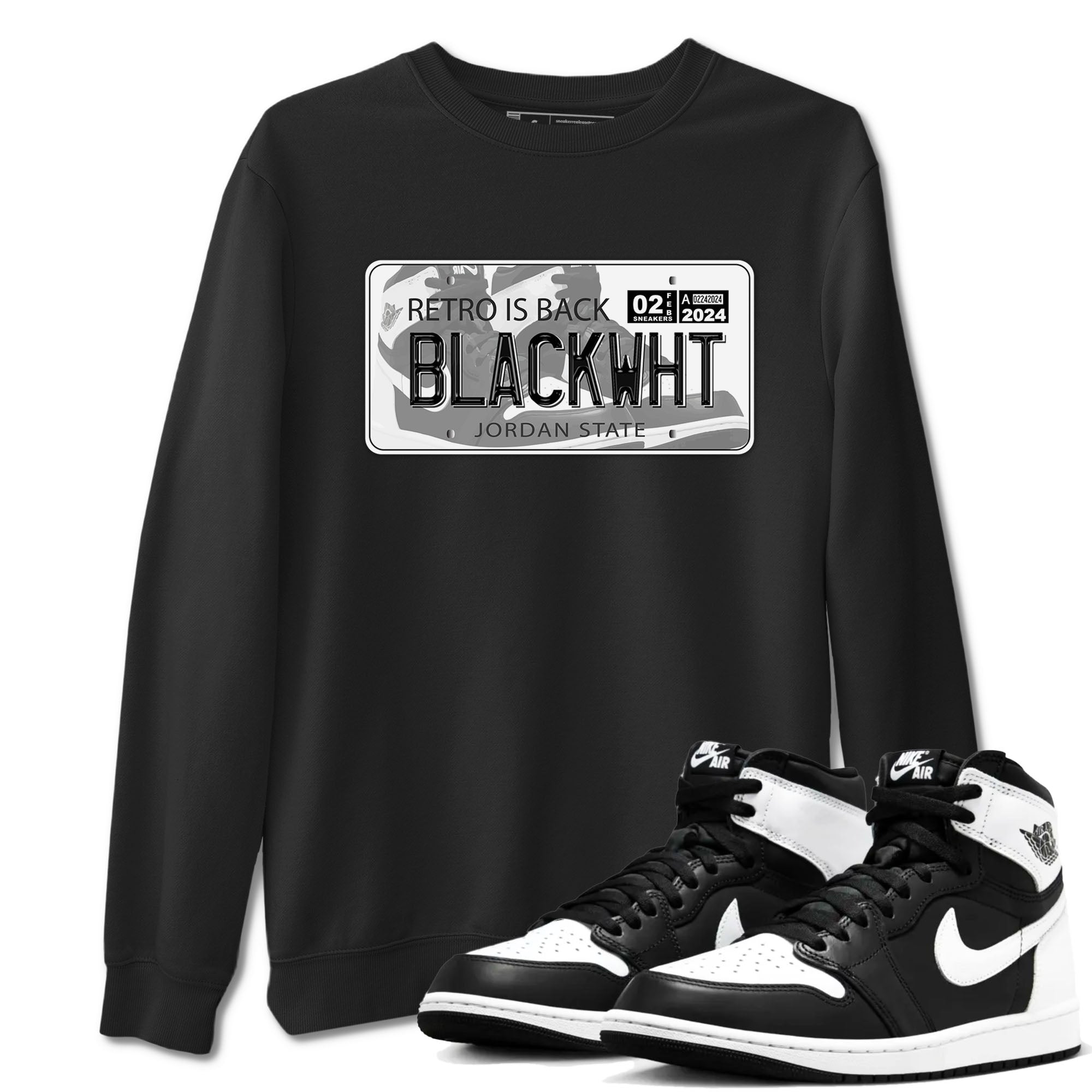 Jordan Plate snkmatch Tees - Air Jordan 1 Black White