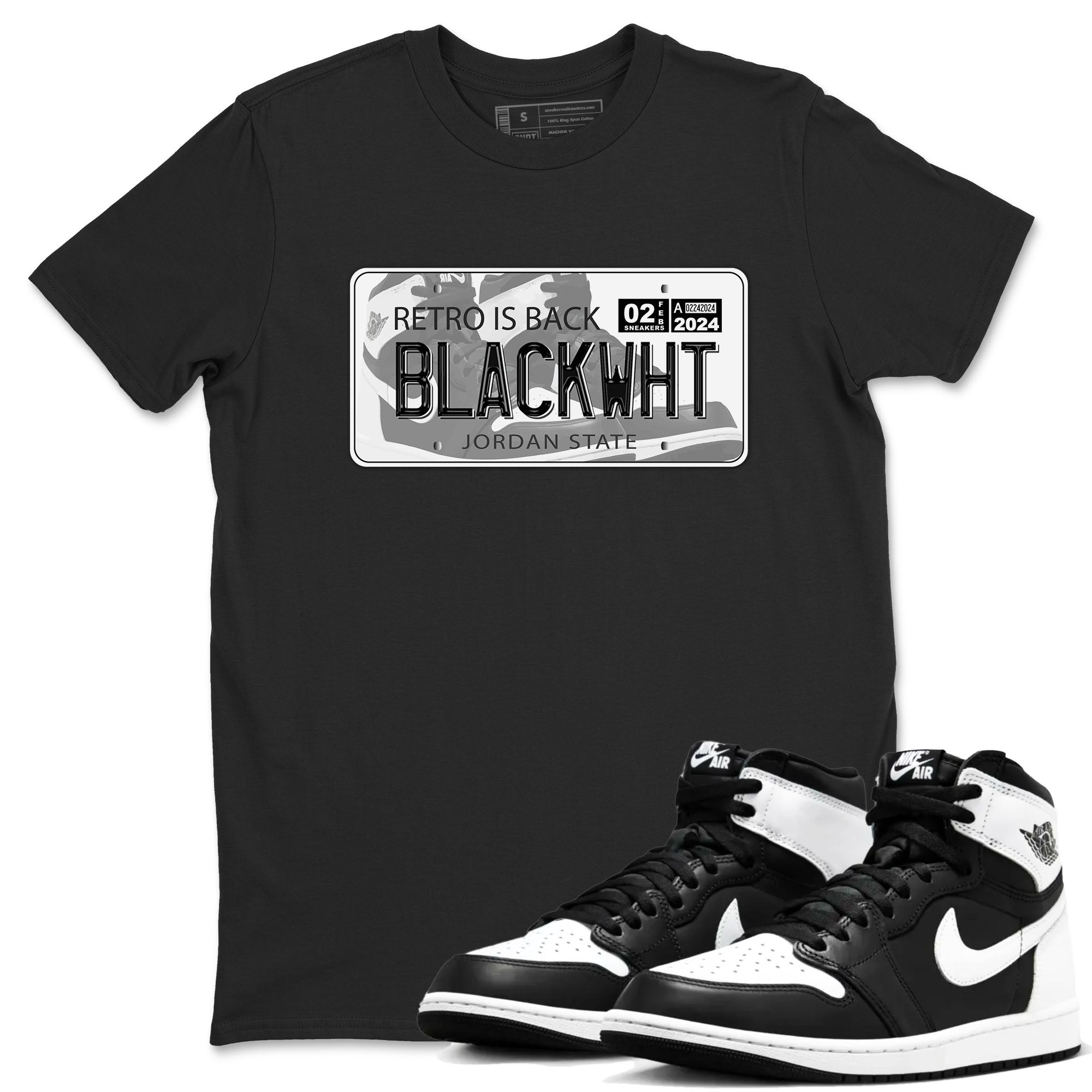 Jordan Plate snkmatch Tees - Air Jordan 1 Black White