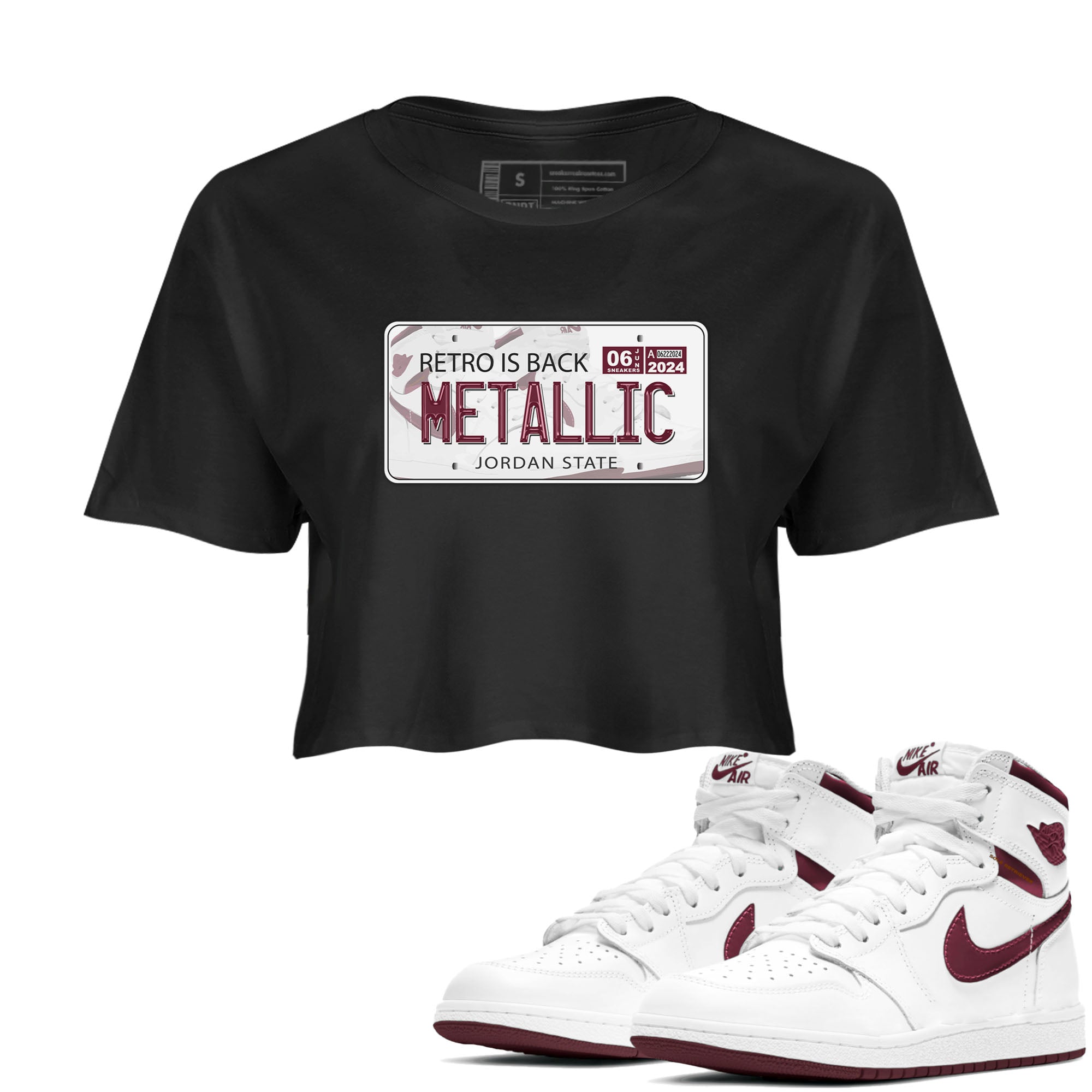 Jordan Plate snkmatch Women's Top - Air Jordan 1 Metallic Burgundy