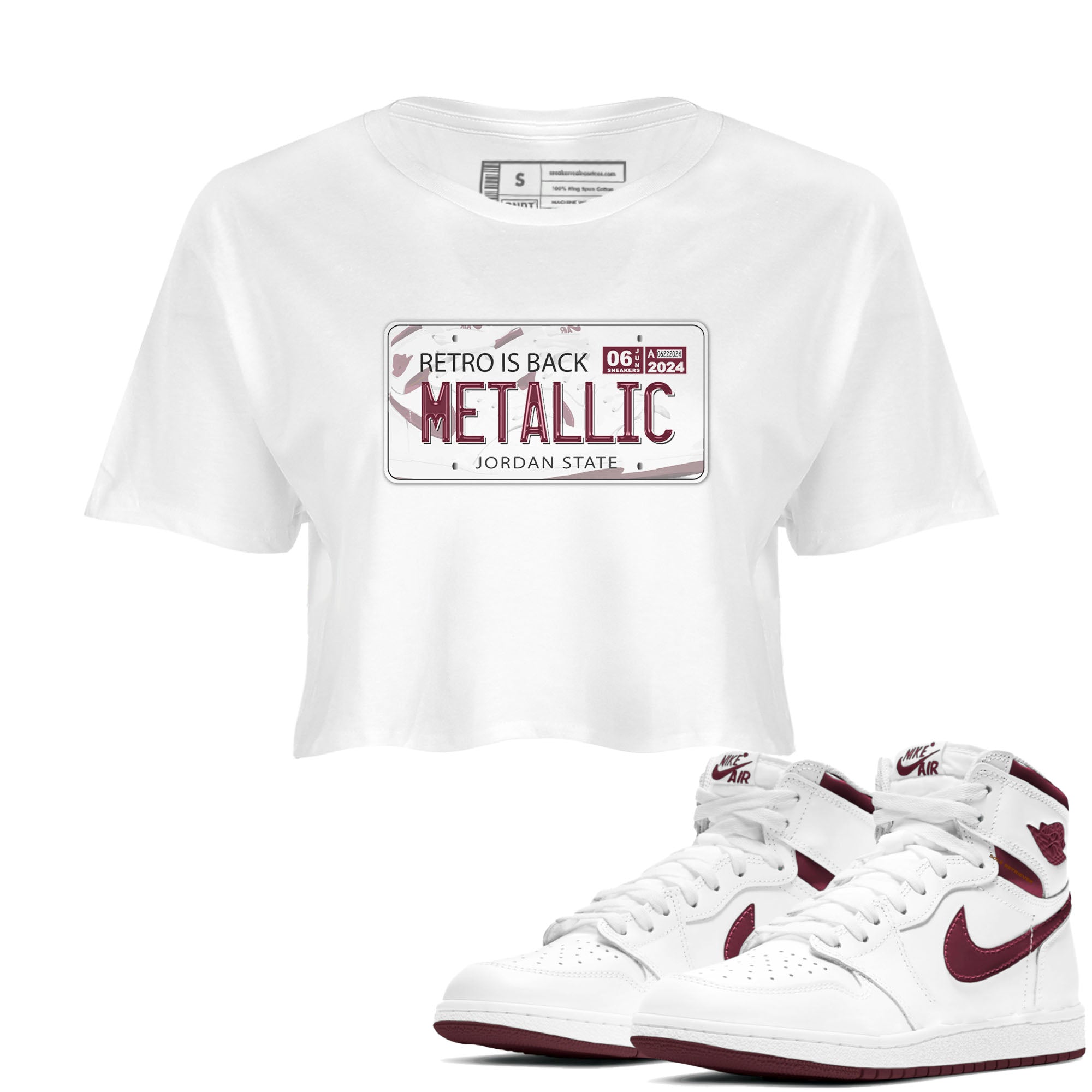 Jordan Plate snkmatch Women's Top - Air Jordan 1 Metallic Burgundy