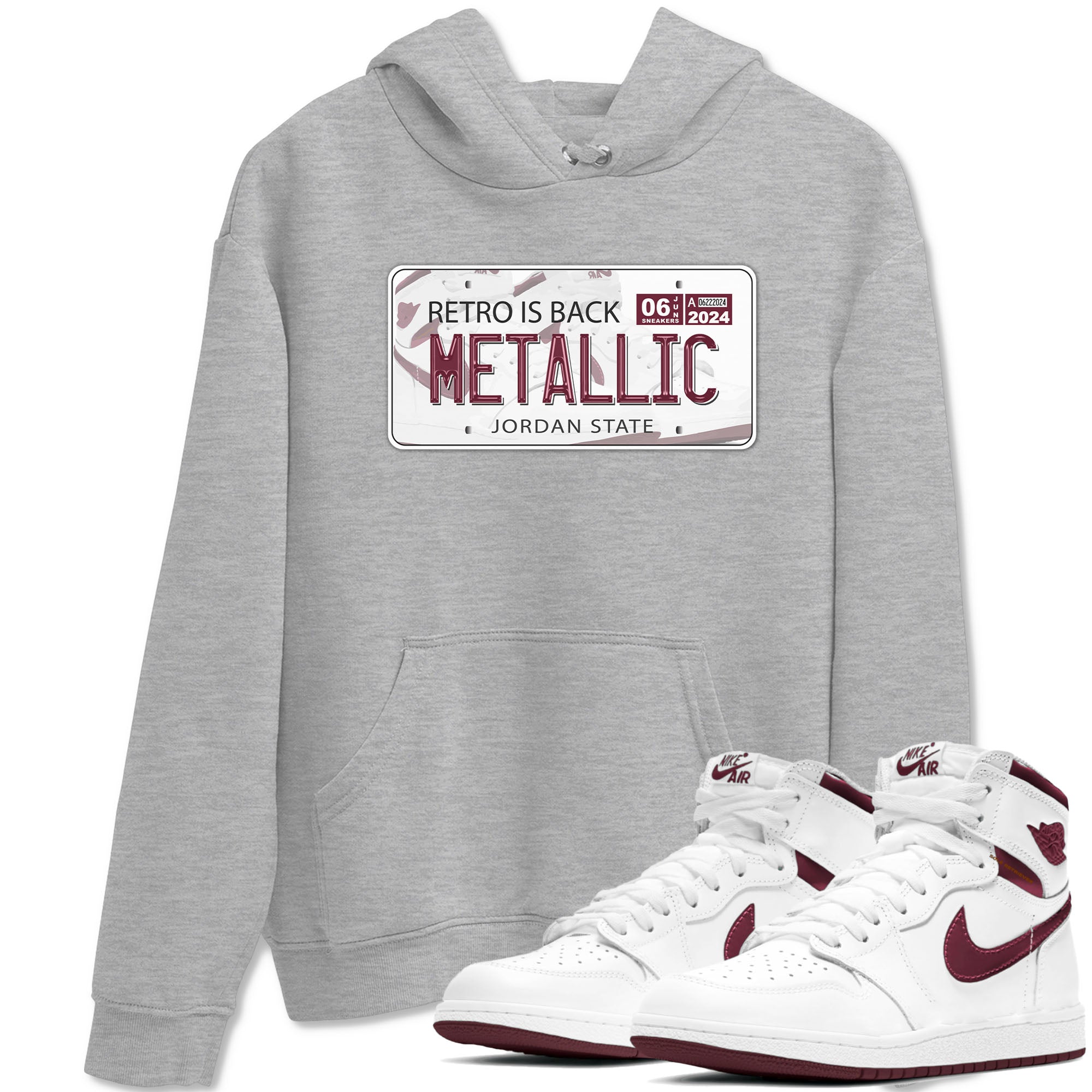 Jordan Plate snkmatch Tees - Air Jordan 1 Metallic Burgundy