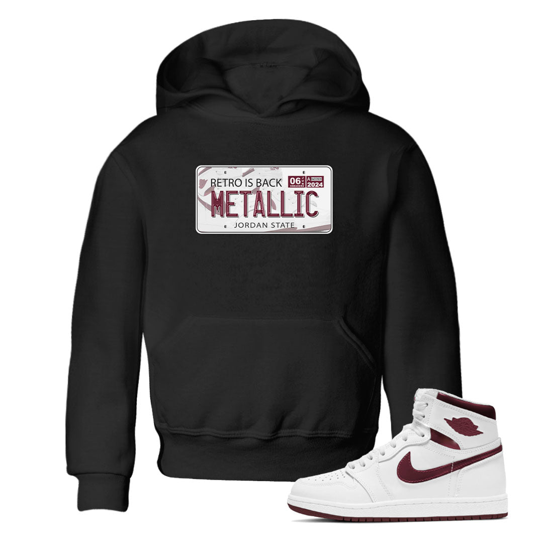 Jordan Plate snkmatch Tees Kids - Air Jordan 1 Metallic Burgundy