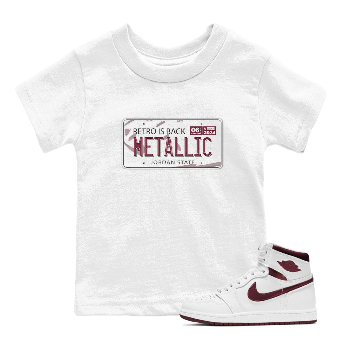 Jordan Plate snkmatch Tees Kids - Air Jordan 1 Metallic Burgundy