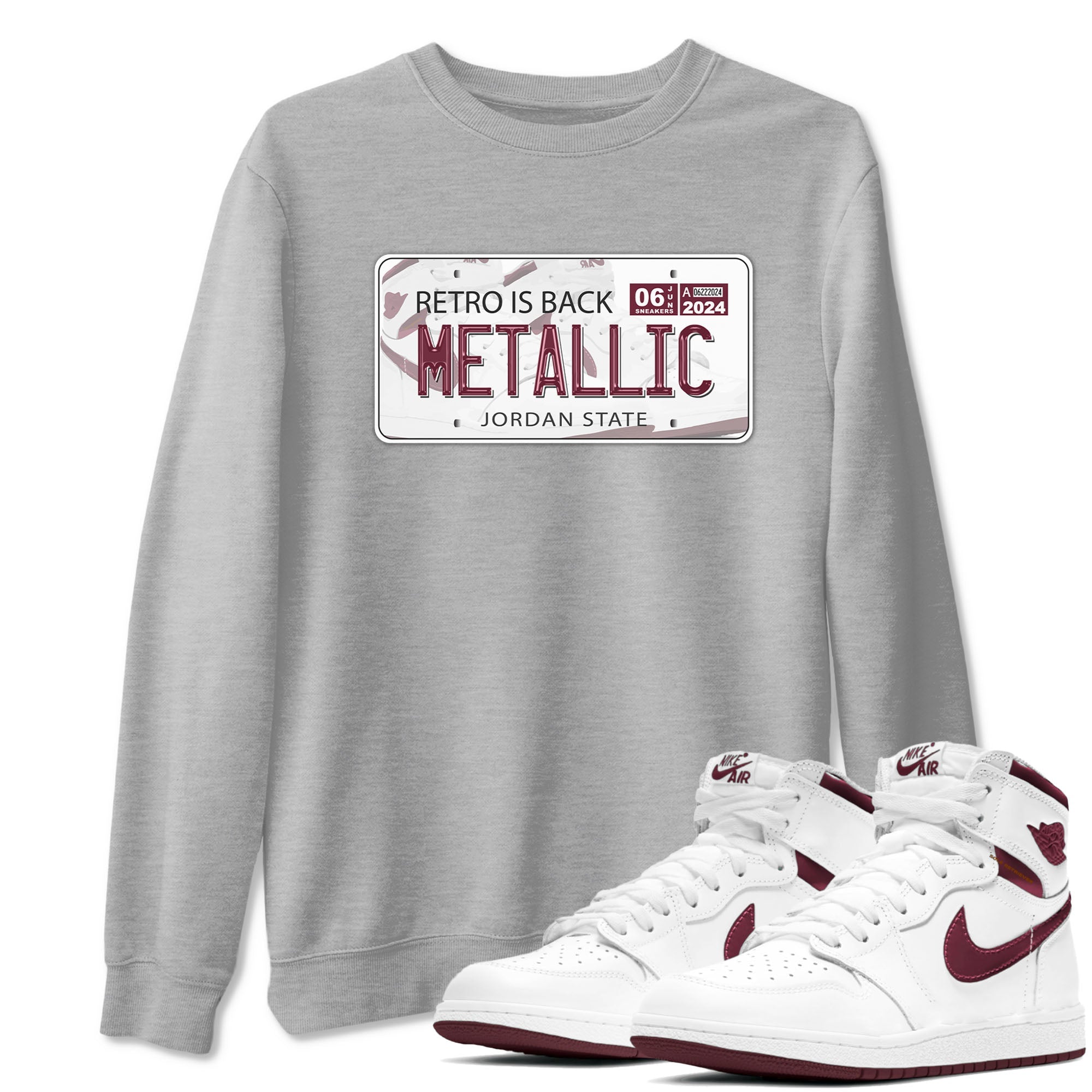 Jordan Plate snkmatch Tees - Air Jordan 1 Metallic Burgundy