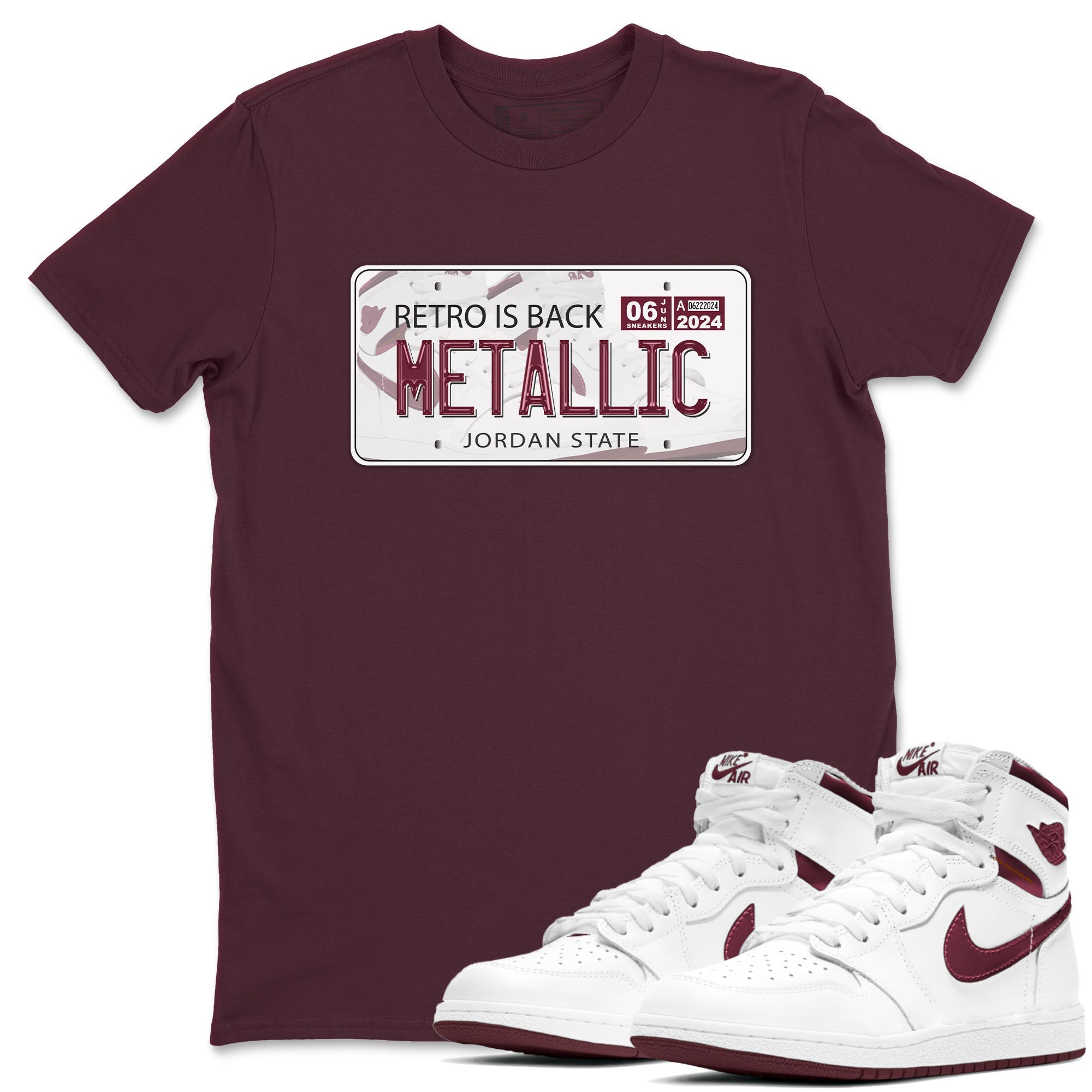 Jordan Plate snkmatch Tees - Air Jordan 1 Metallic Burgundy