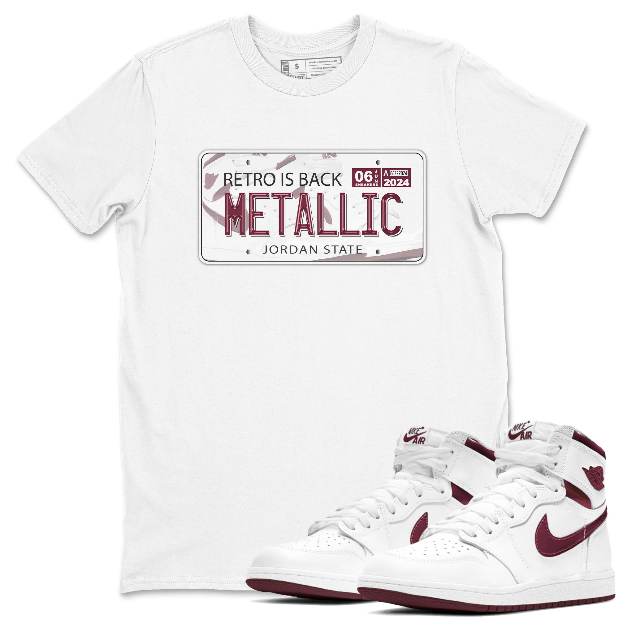 Jordan Plate snkmatch Tees - Air Jordan 1 Metallic Burgundy