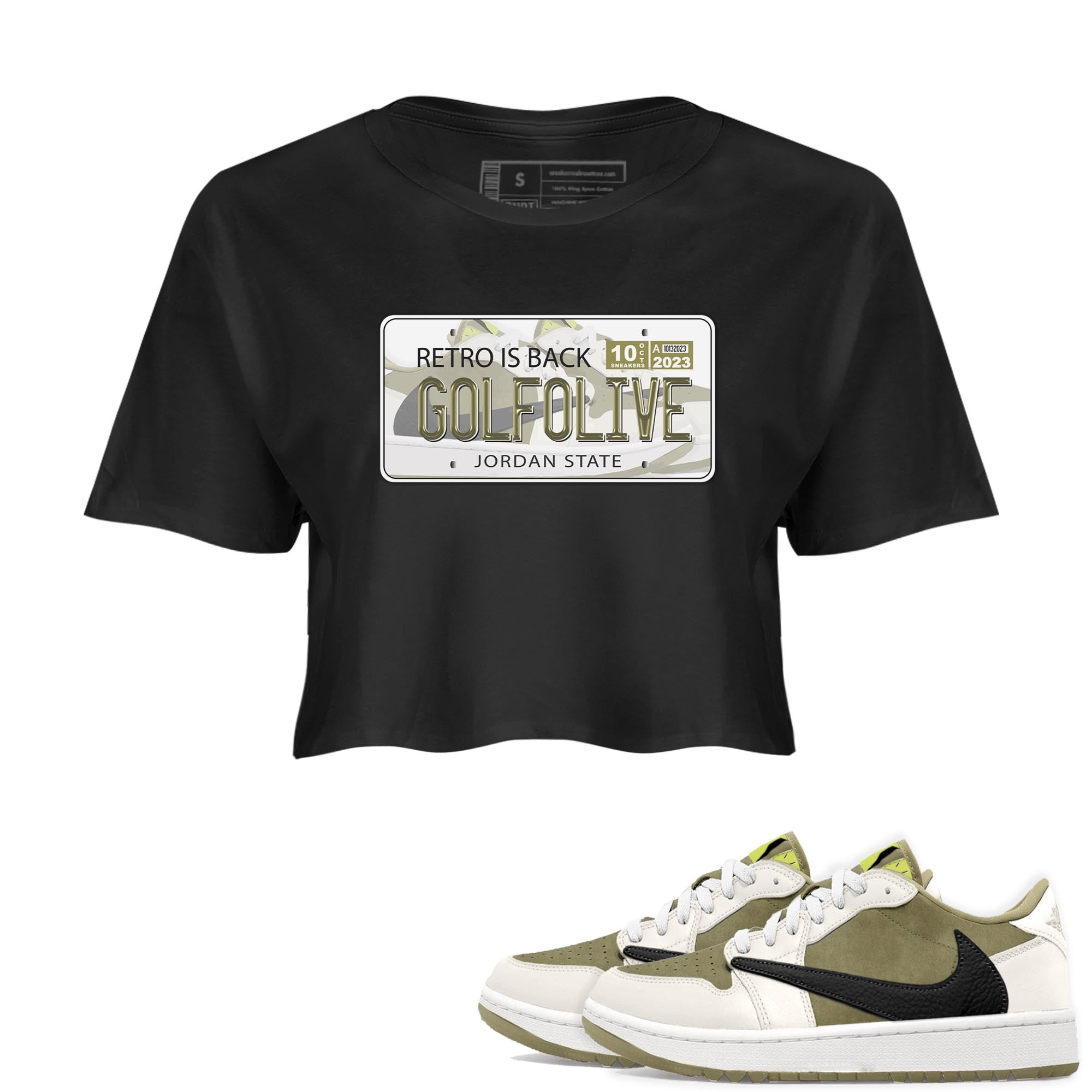 Jordan Plate snkmatch Women's Top - Air Jordan 1 Travis Scott Golf Olive