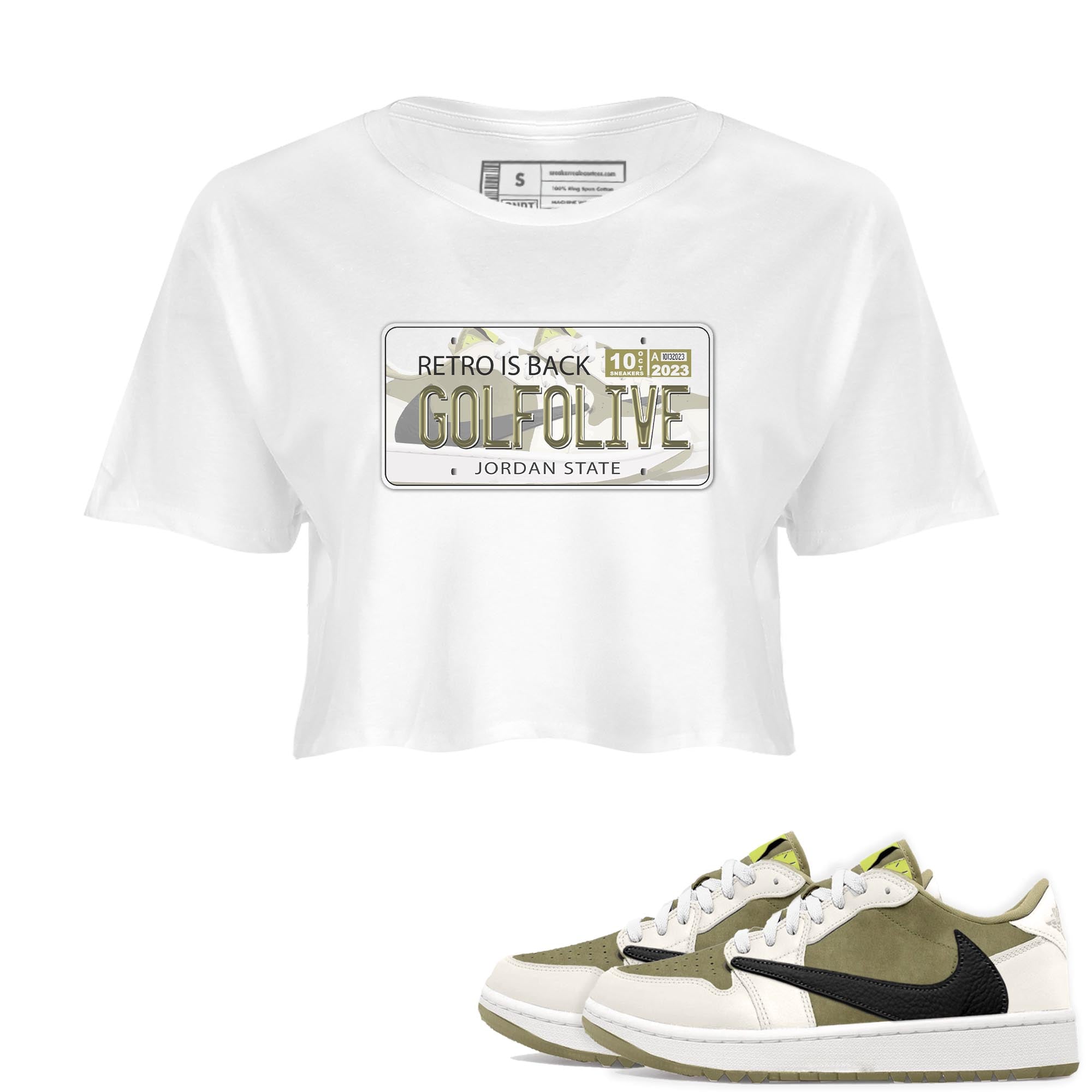 Jordan Plate snkmatch Women's Top - Air Jordan 1 Travis Scott Golf Olive