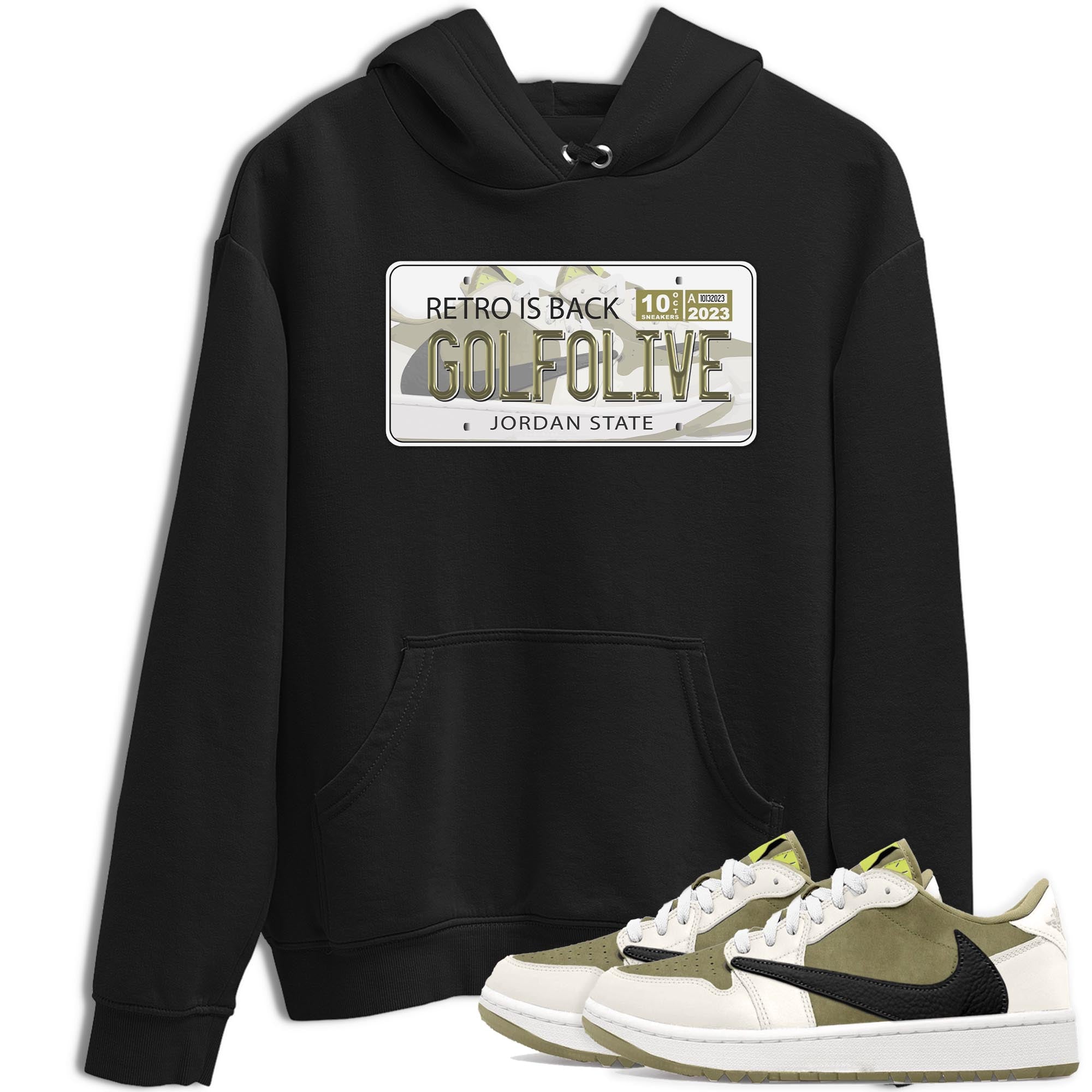 Jordan Plate snkmatch Tee - Air Jordan 1 Travis Scott Golf Olive