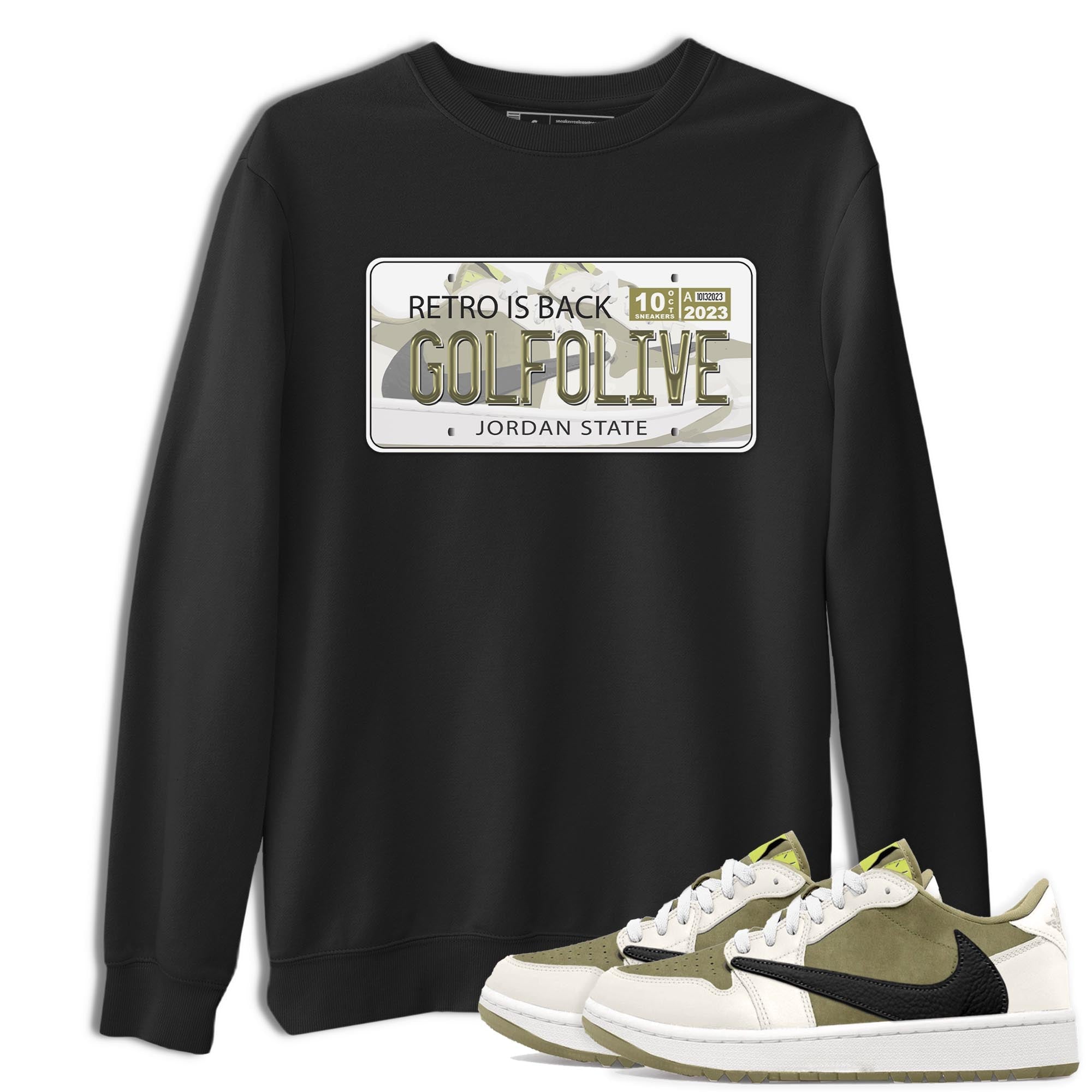 Jordan Plate snkmatch Tee - Air Jordan 1 Travis Scott Golf Olive