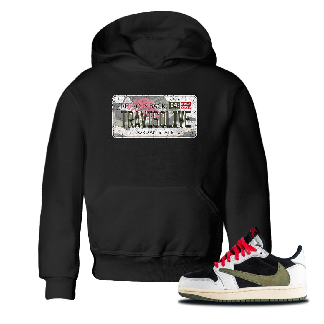 Jordan Plate Kids Tops - Air Jordan 1 Travis Scott Olive