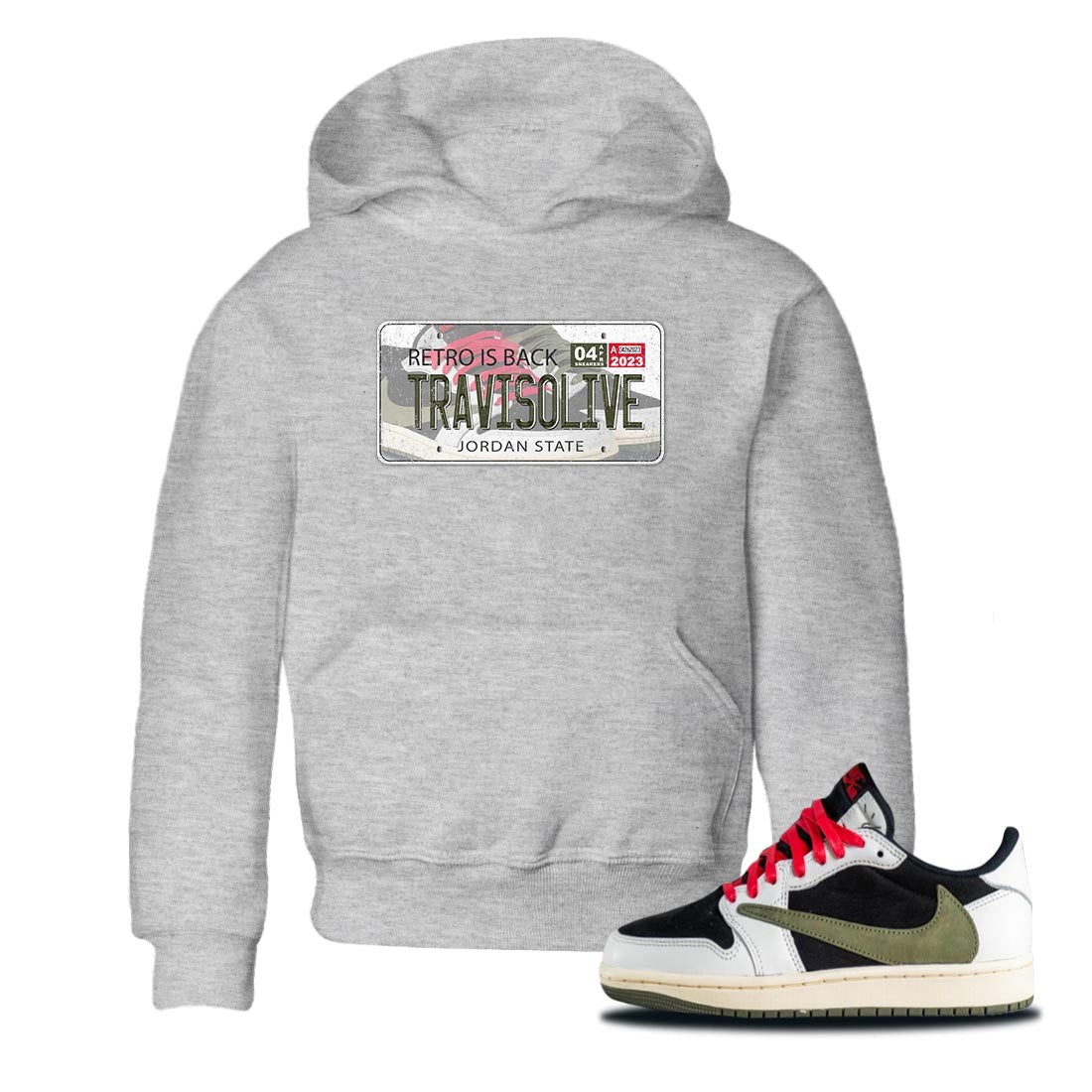 Jordan Plate Kids Tops - Air Jordan 1 Travis Scott Olive