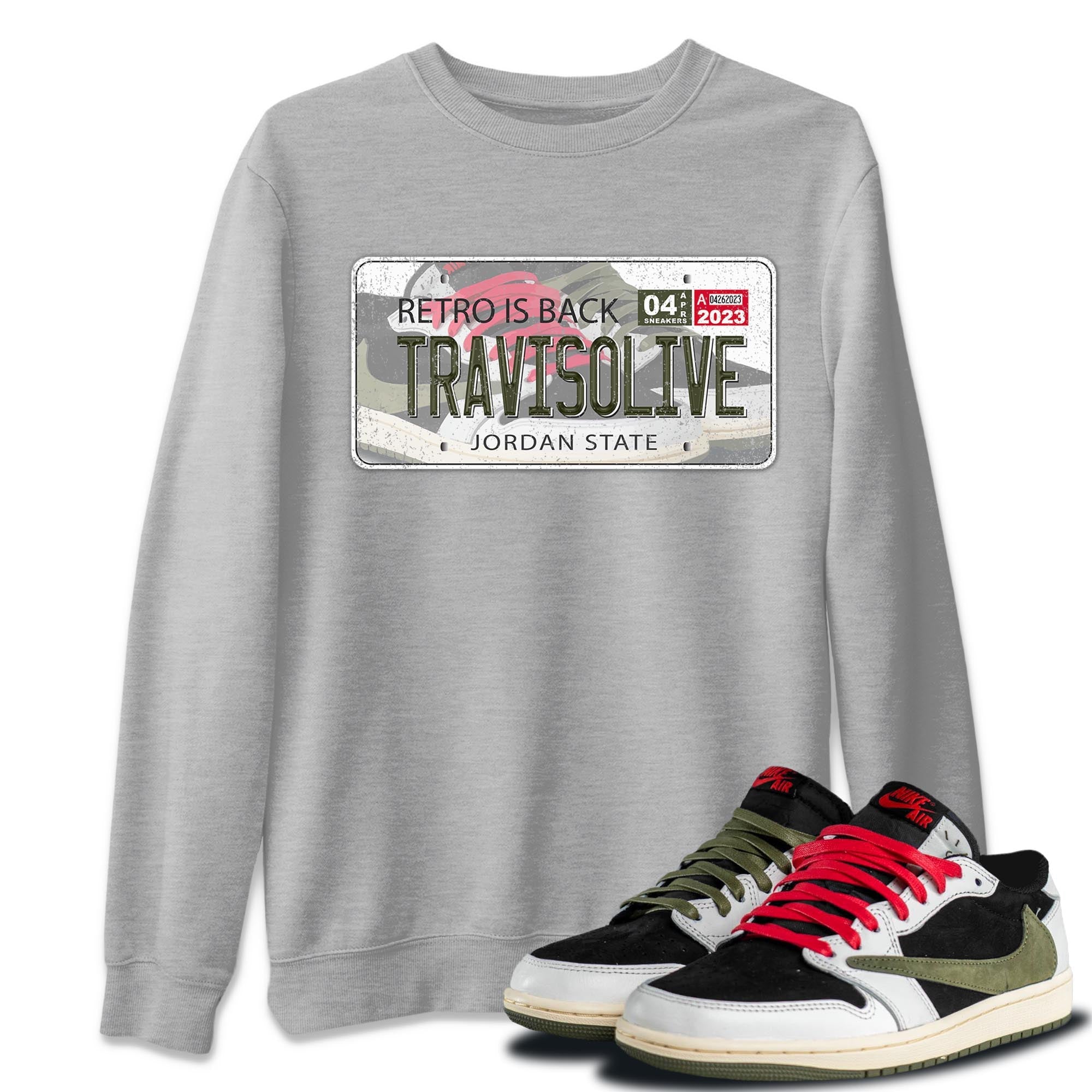 Jordan Plate Unisex Tops - Air Jordan 1 Travis Scott Olive