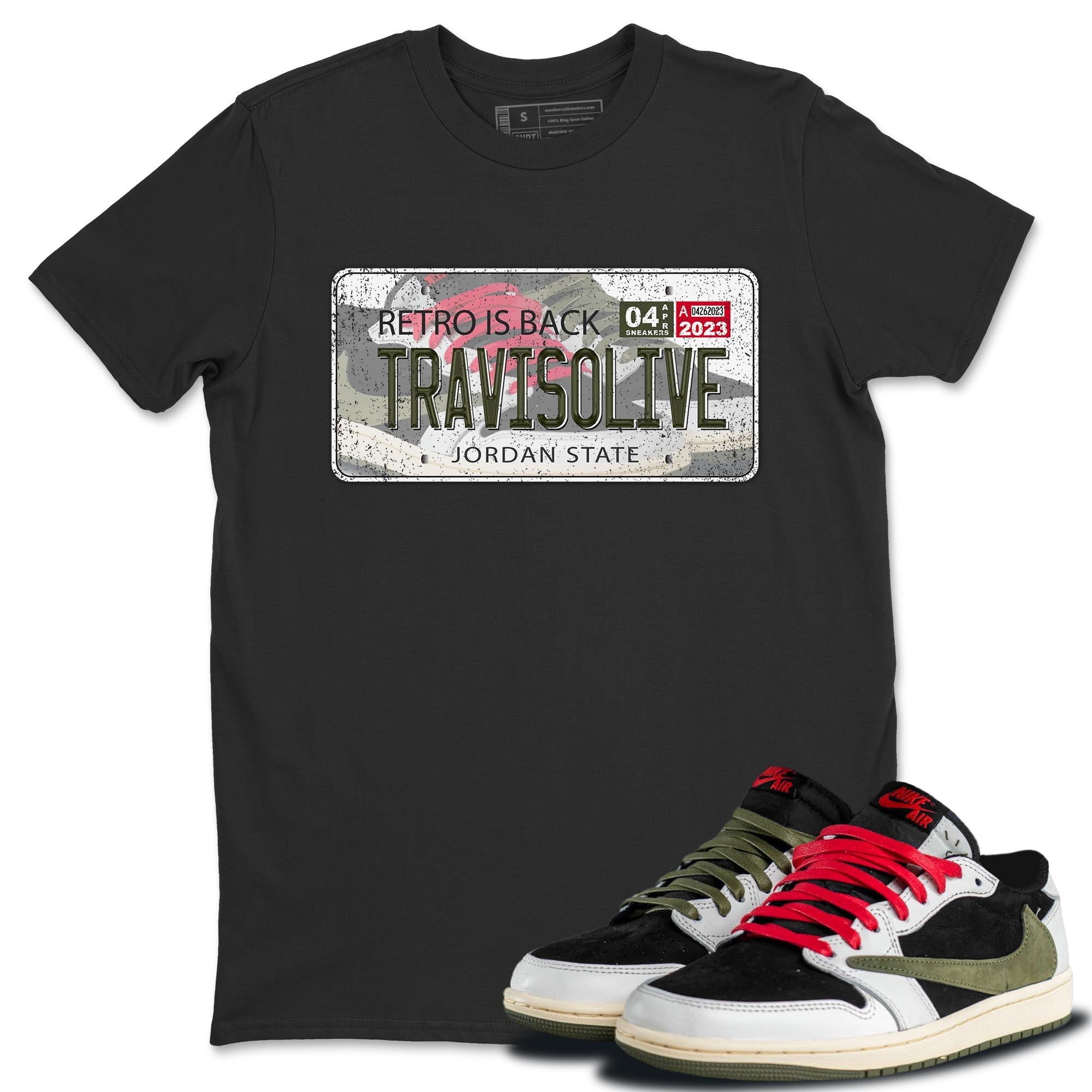 Jordan Plate Unisex Tops - Air Jordan 1 Travis Scott Olive