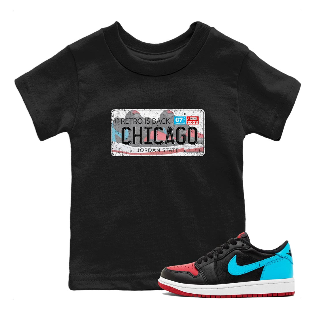 Jordan Plate snkmatch Tee Kids - Air Jordan 1 UNC to Chicago