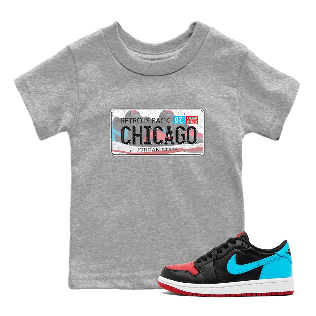 Jordan Plate snkmatch Tee Kids - Air Jordan 1 UNC to Chicago