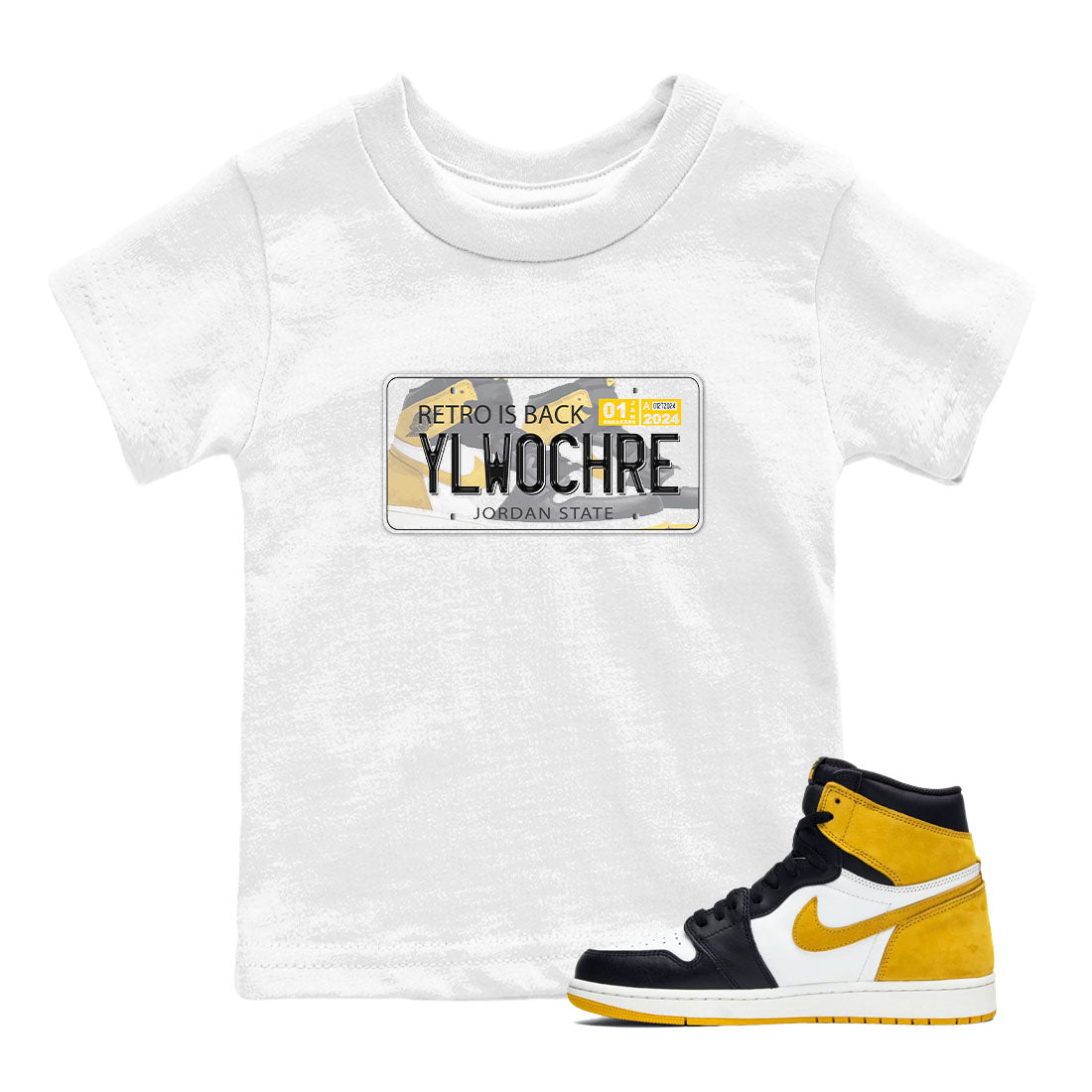 Jordan Plate snkmatch Tees Kids - Air Jordan 1 Yellow Ochre