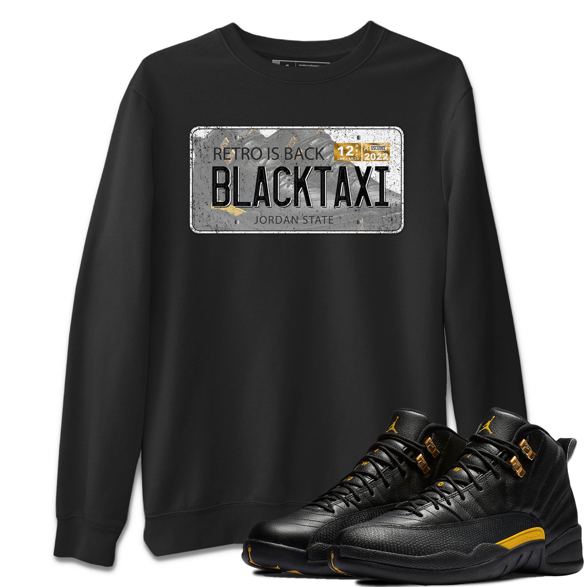 Jordan Plate Unisex Tops - Air Jordan 12 Black Taxi