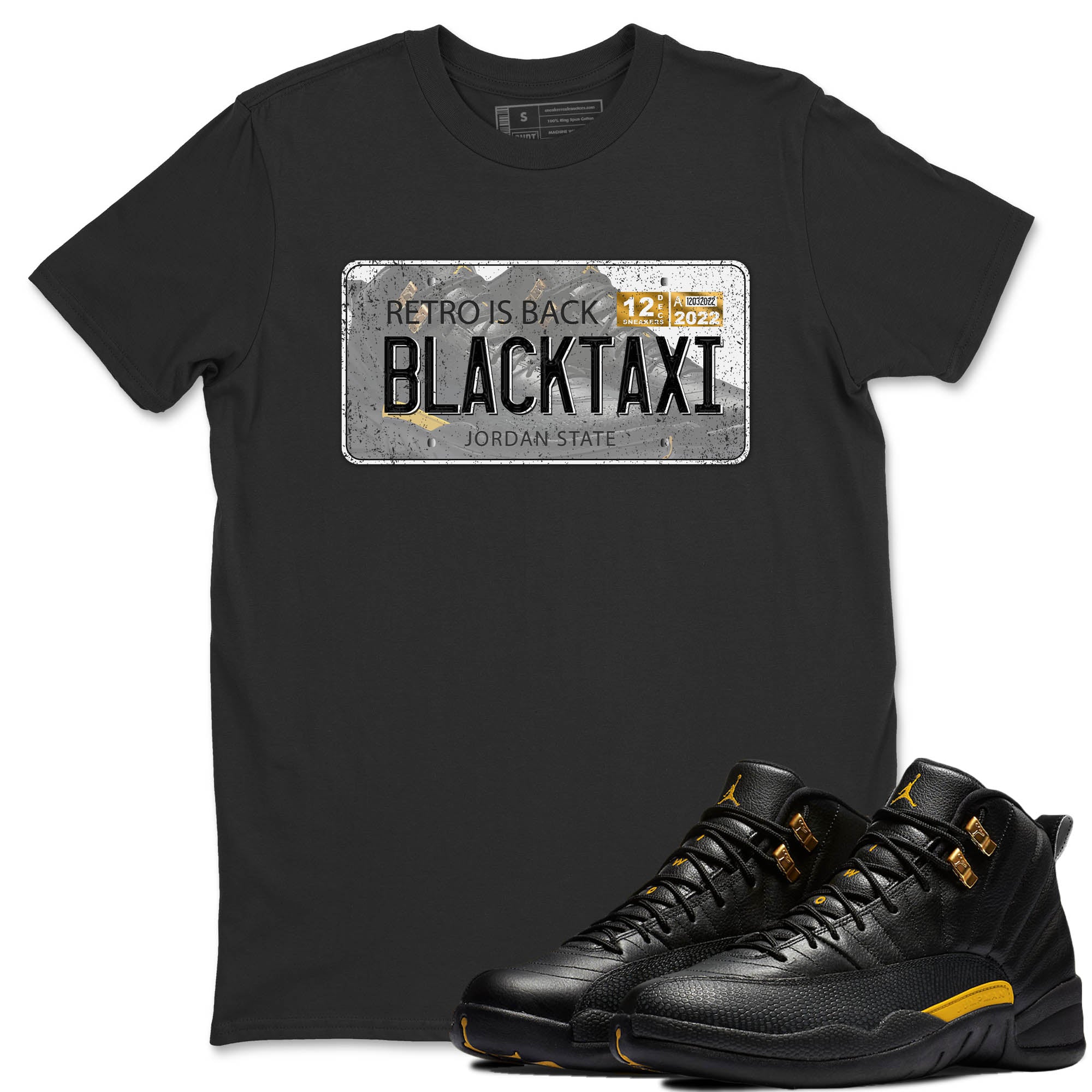 Jordan Plate Unisex Tops - Air Jordan 12 Black Taxi