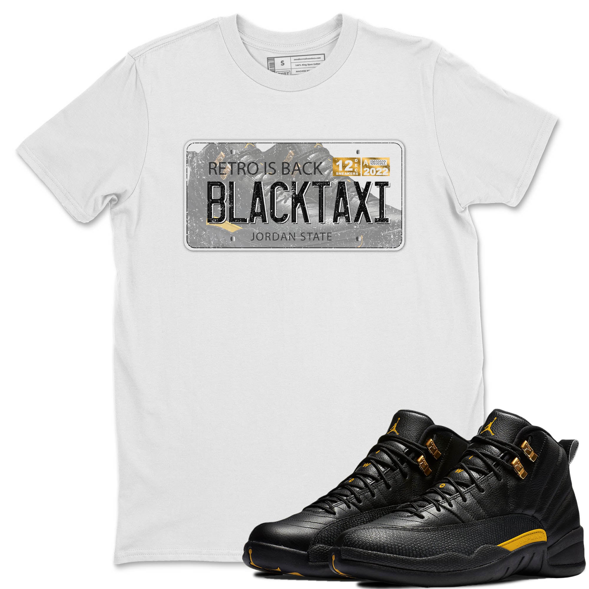 Jordan Plate Unisex Tops - Air Jordan 12 Black Taxi