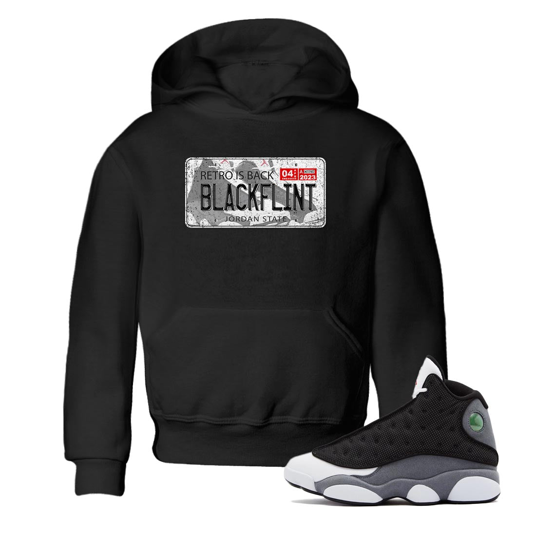 Jordan Plate Kids Tops - Air Jordan 13 Black Flint