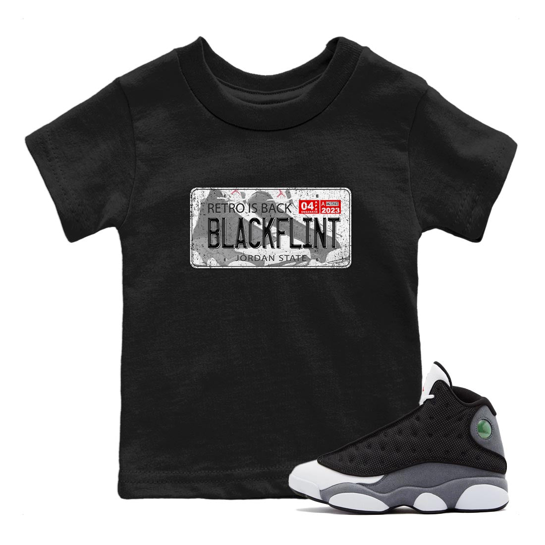Jordan Plate Kids Tops - Air Jordan 13 Black Flint