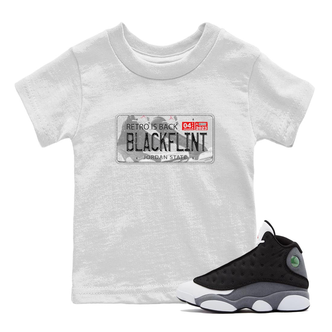 Jordan Plate Kids Tops - Air Jordan 13 Black Flint