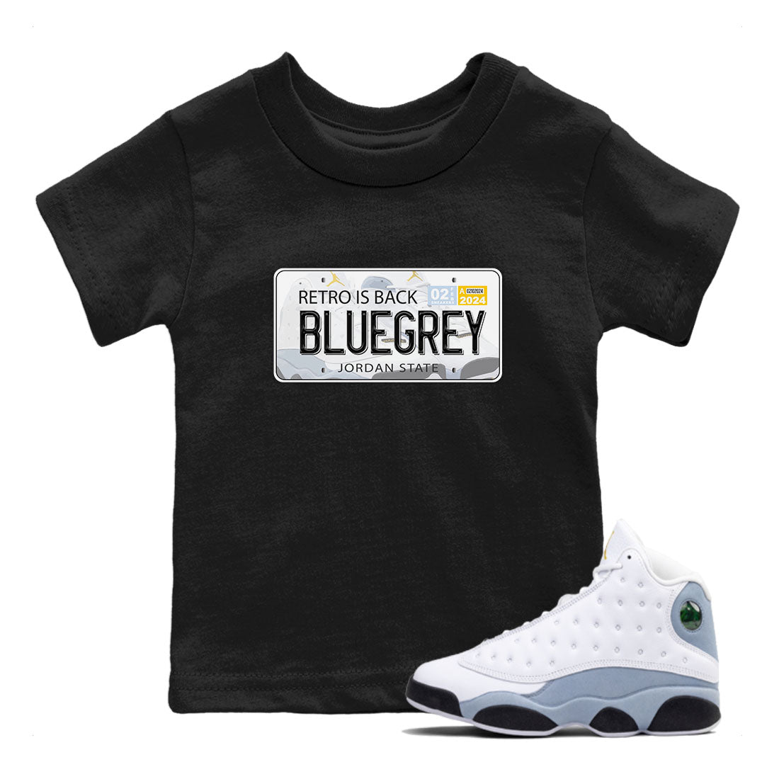 Jordan Plate snkmatch Tees Kids - Air Jordan 13 Blue Grey