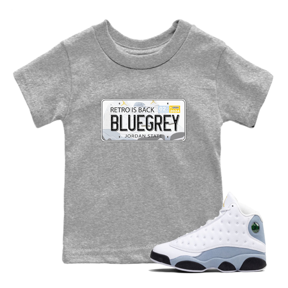 Jordan Plate snkmatch Tees Kids - Air Jordan 13 Blue Grey