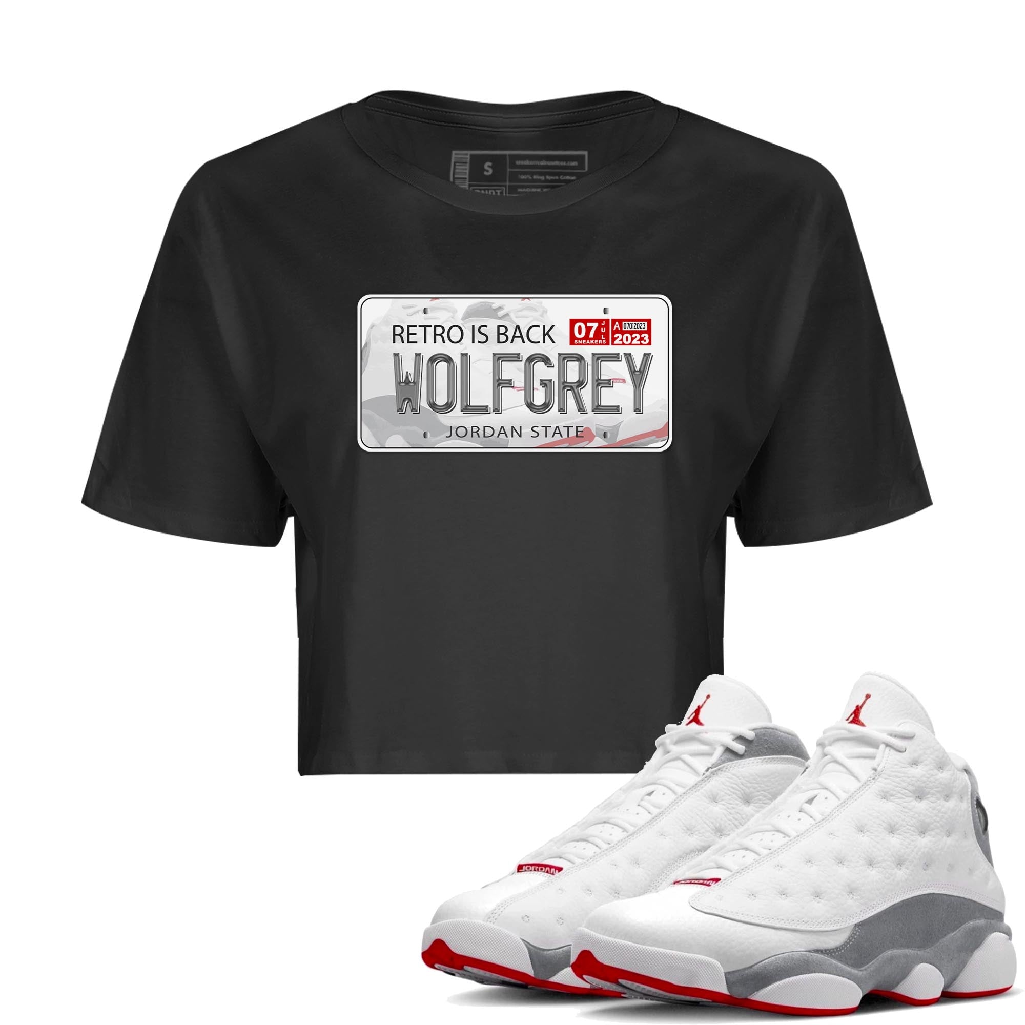 Jordan Plate Women's Tops - Air Jordan 13 Wolf Grey