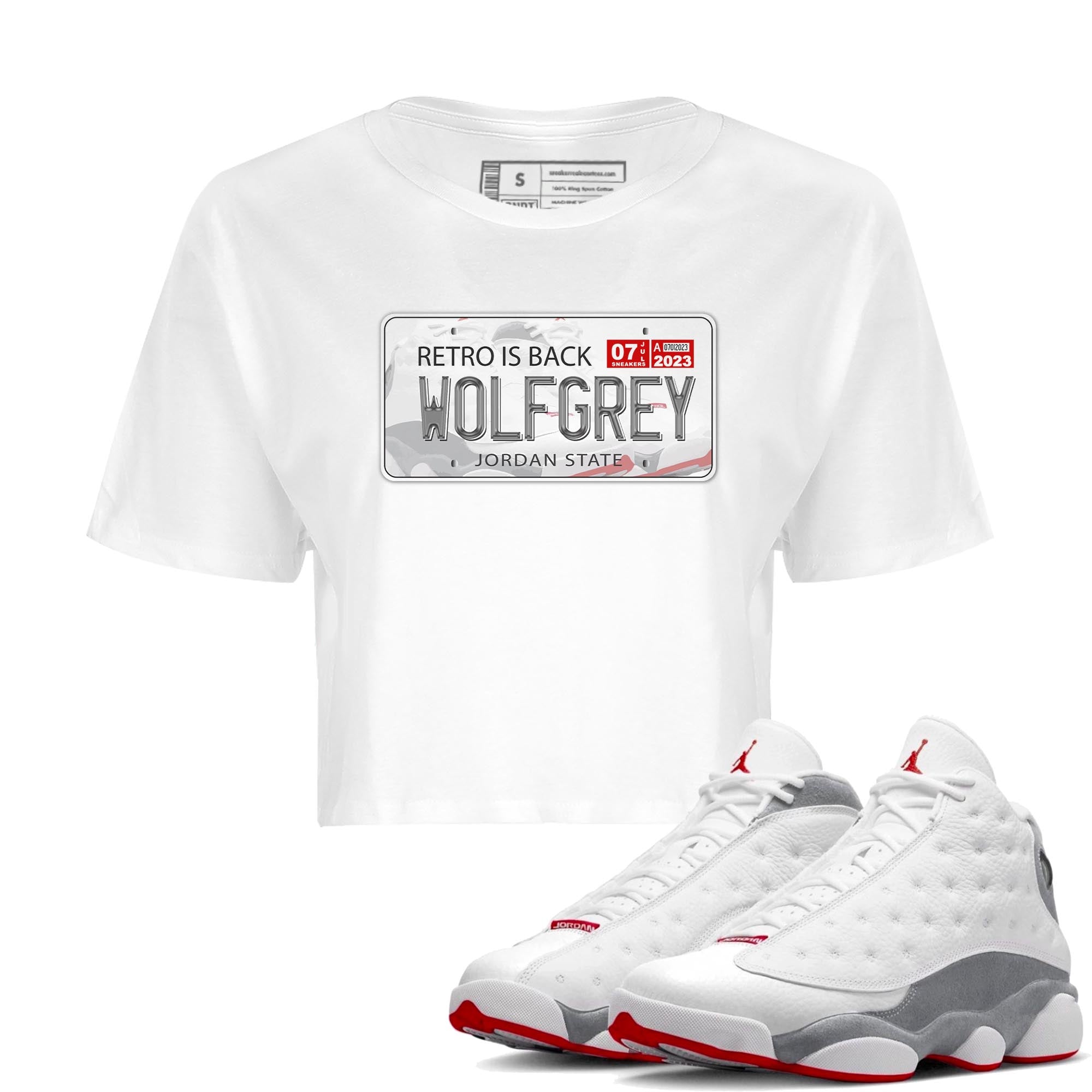 Jordan Plate Women's Tops - Air Jordan 13 Wolf Grey