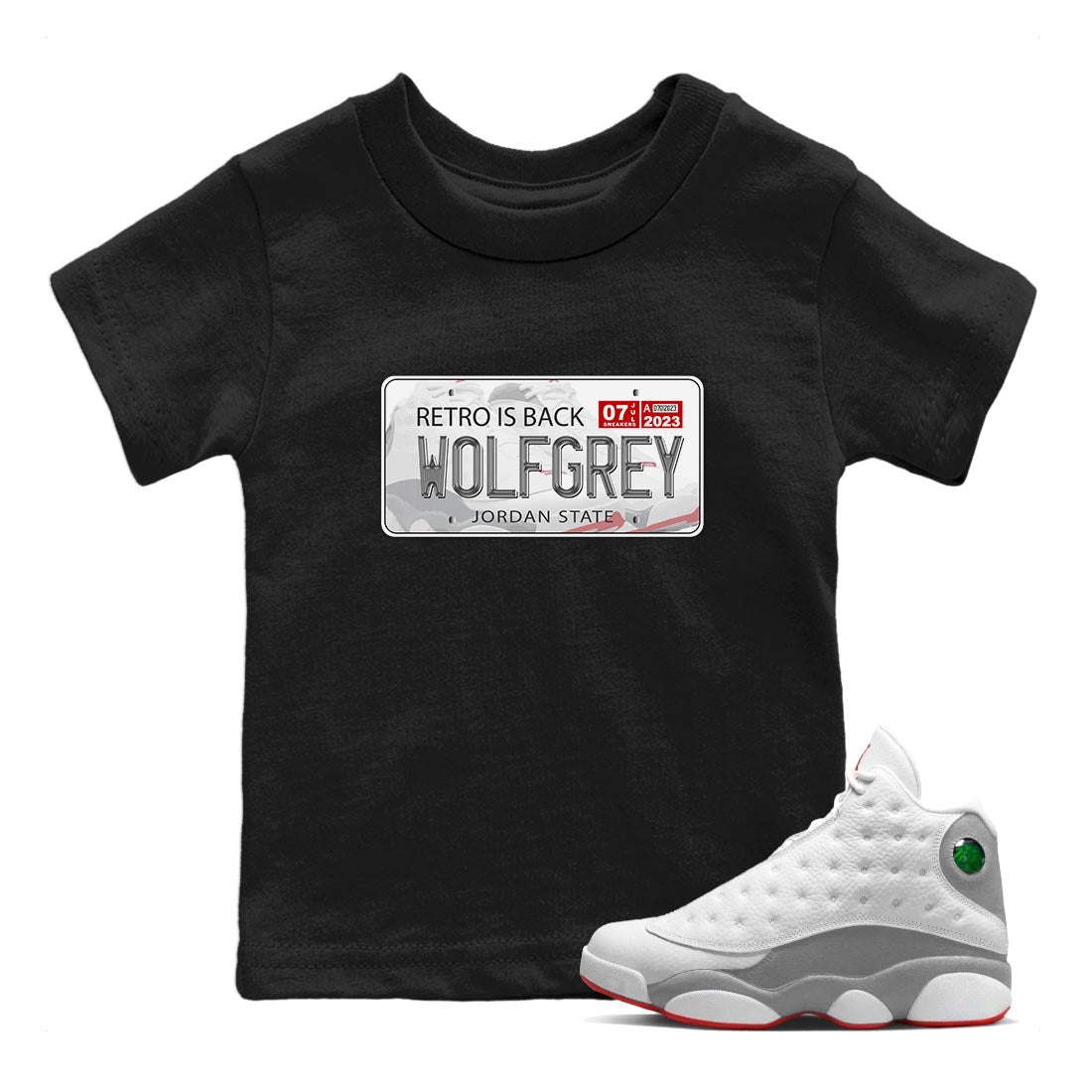 Jordan Plate Kids Tops - Air Jordan 13 Wolf Grey