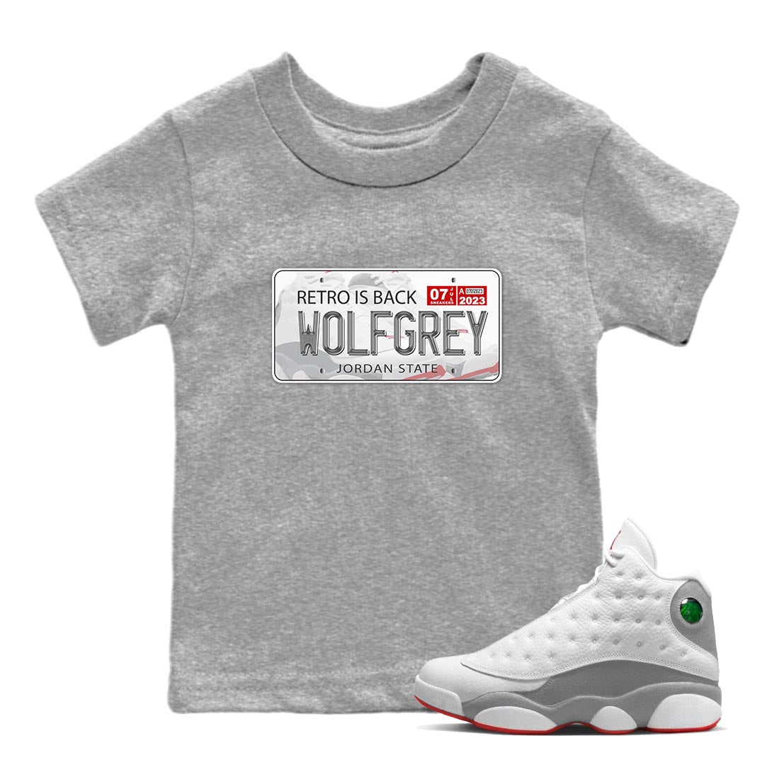Jordan Plate Kids Tops - Air Jordan 13 Wolf Grey