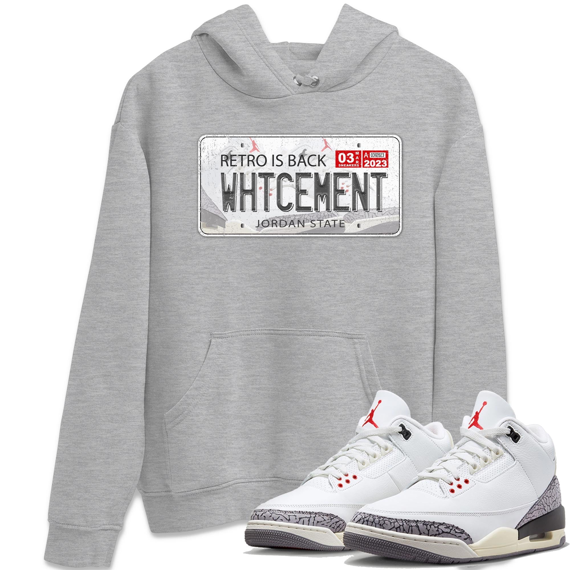 Jordan Plate Unisex Tops - Air Jordan 3 White Cement