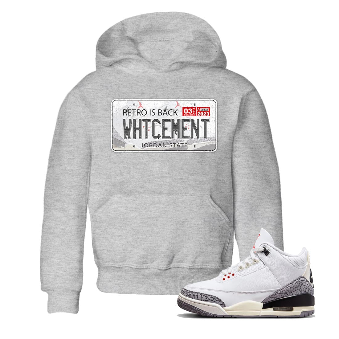 Jordan Plate Kids Tops - Air Jordan 3 White Cement