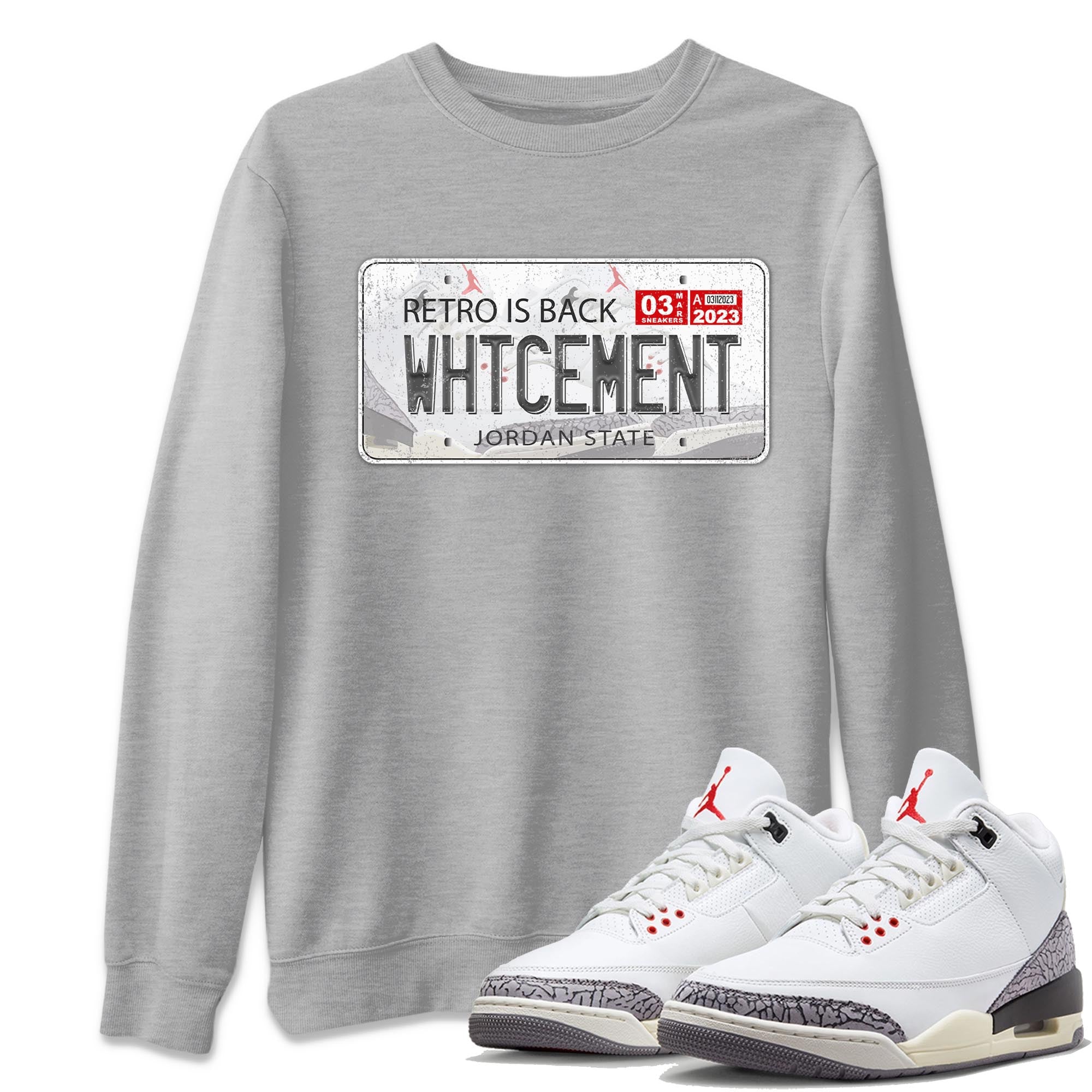 Jordan Plate Unisex Tops - Air Jordan 3 White Cement