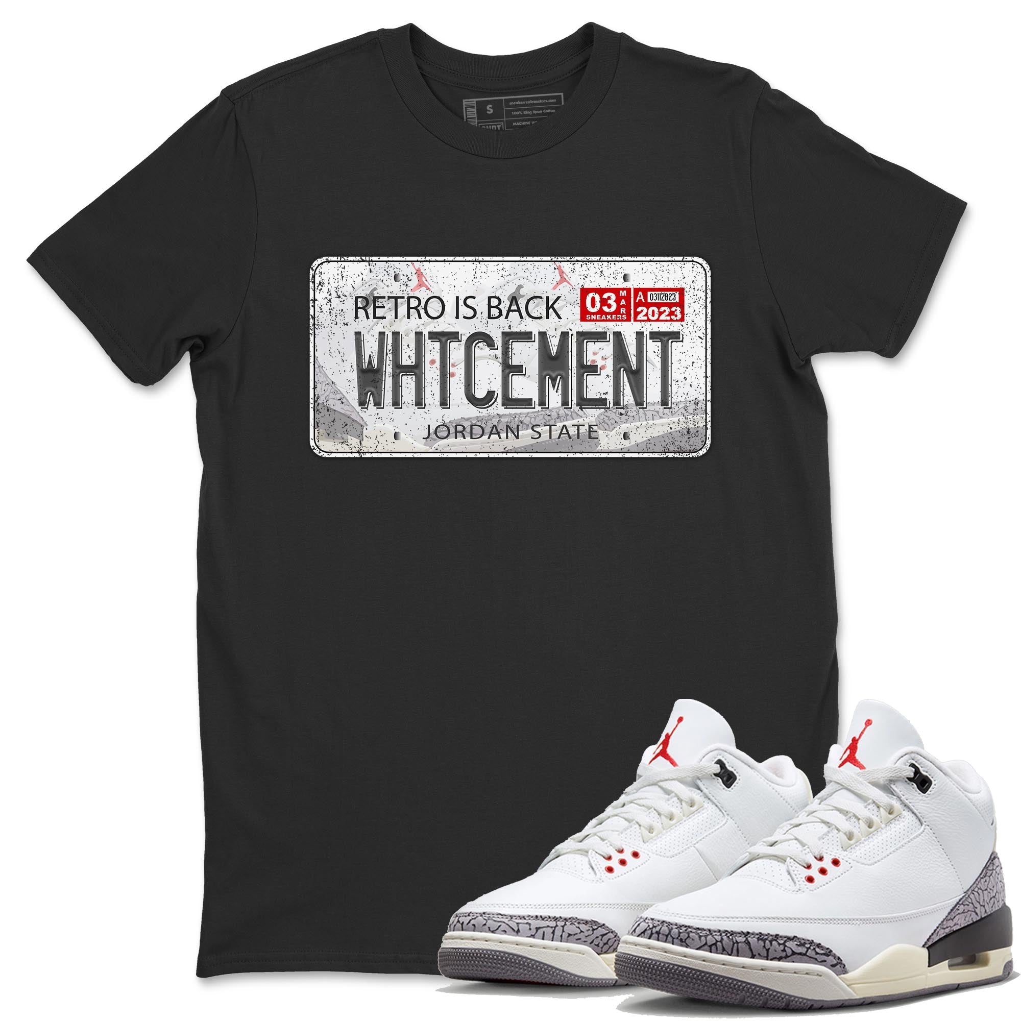 Jordan Plate Unisex Tops - Air Jordan 3 White Cement