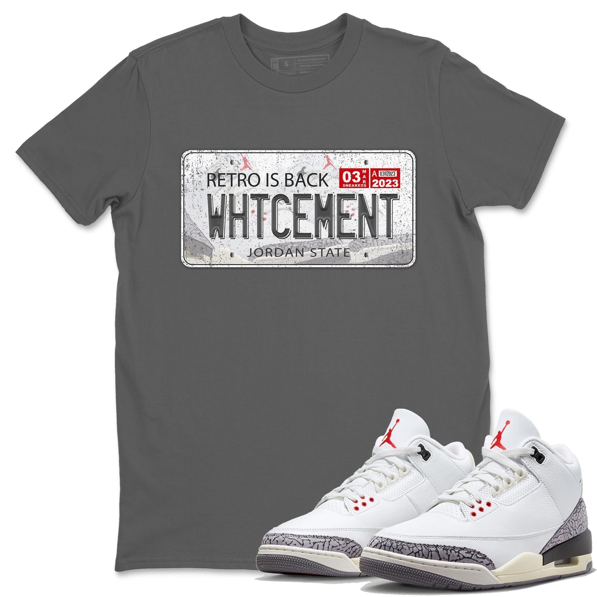 Jordan Plate Unisex Tops - Air Jordan 3 White Cement