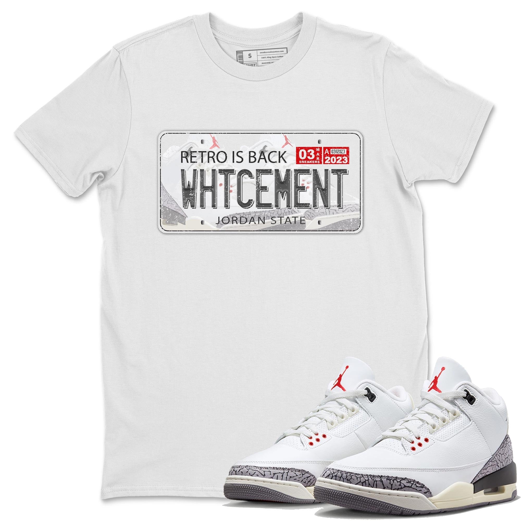 Jordan Plate Unisex Tops - Air Jordan 3 White Cement