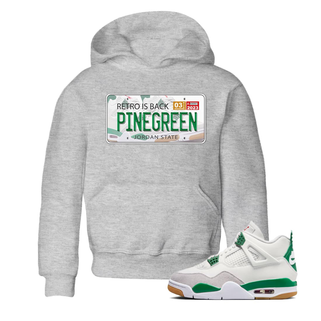 Jordan Plate Kids Tops - Air Jordan 4 Pine Green