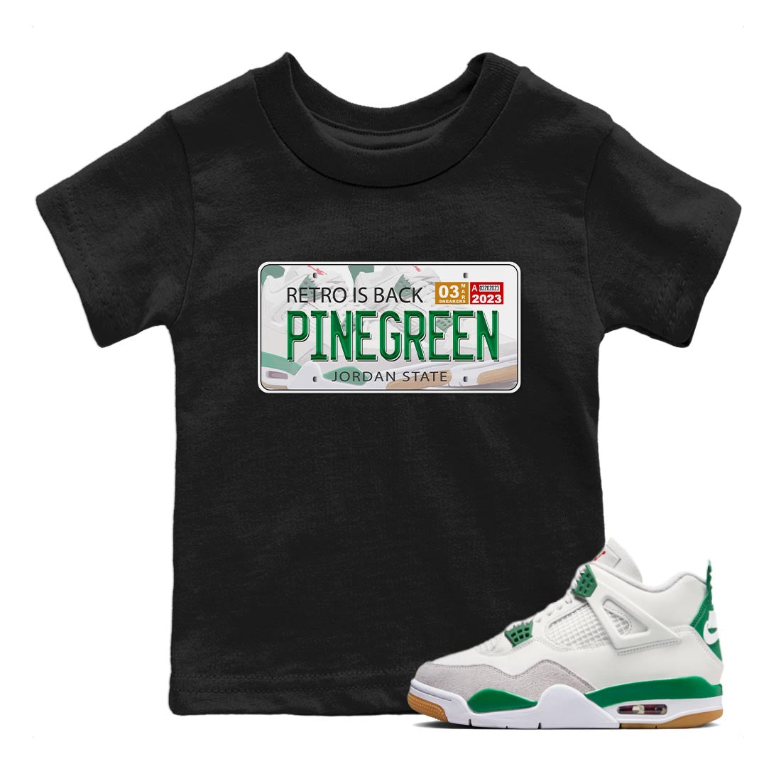 Jordan Plate Kids Tops - Air Jordan 4 Pine Green SB