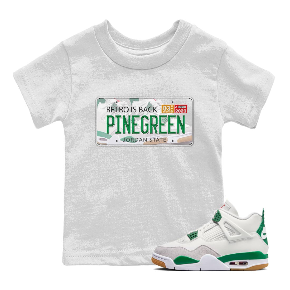 Jordan Plate Kids Tops - Air Jordan 4 Pine Green