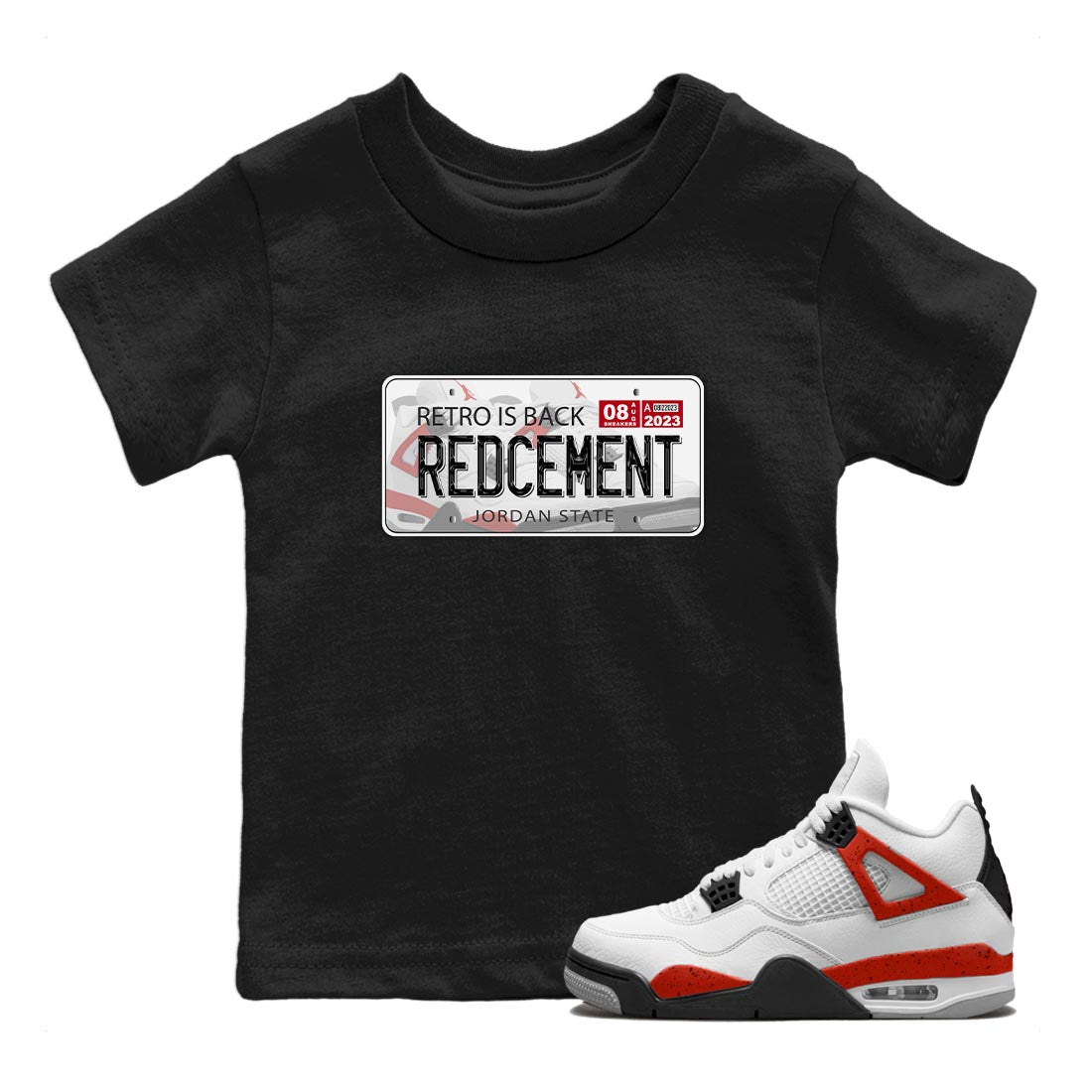 Jordan Plate snkmatch Tee Kids - Air Jordan 4 Red Cement