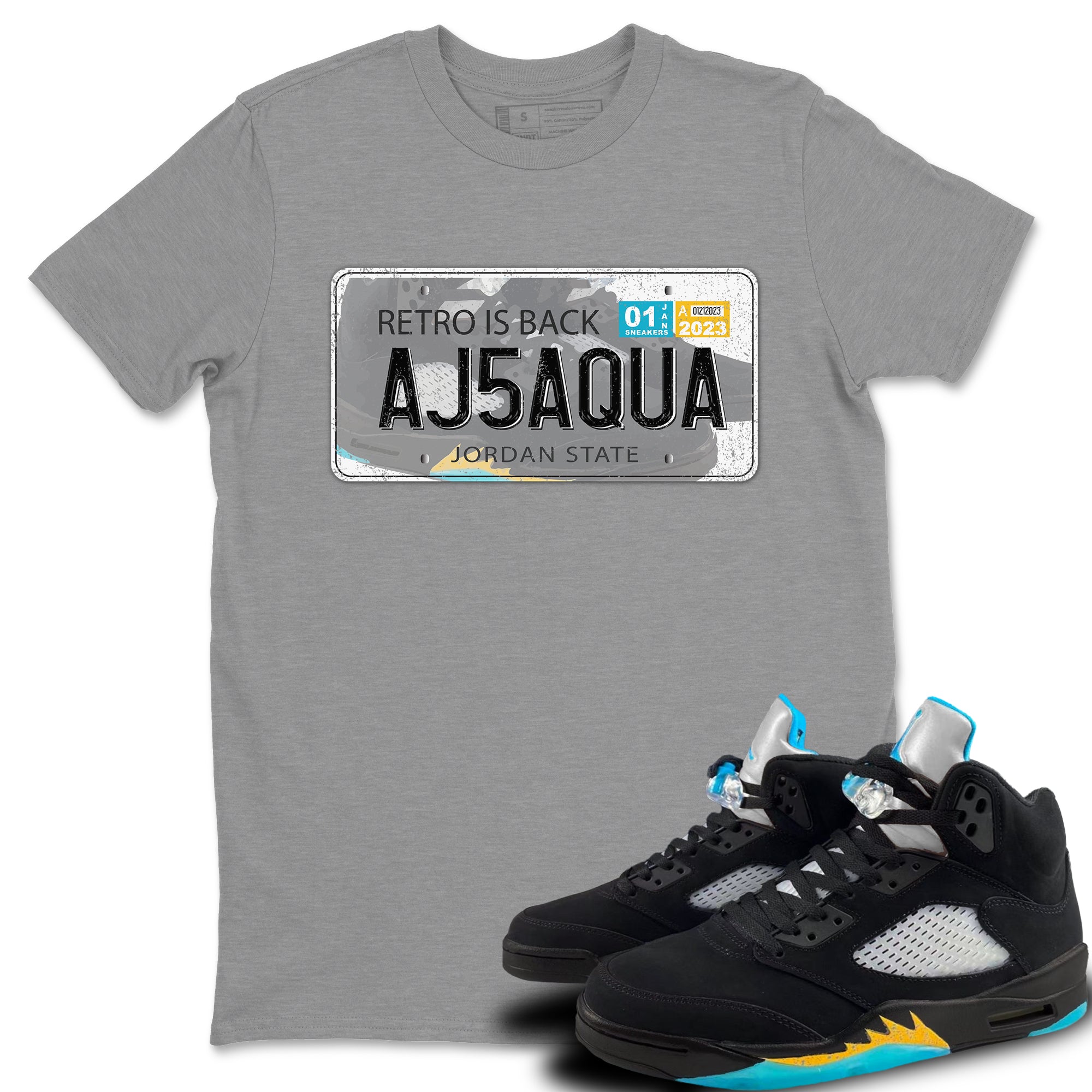Jordan Plate Unisex Tops - Air Jordan 5 Aqua