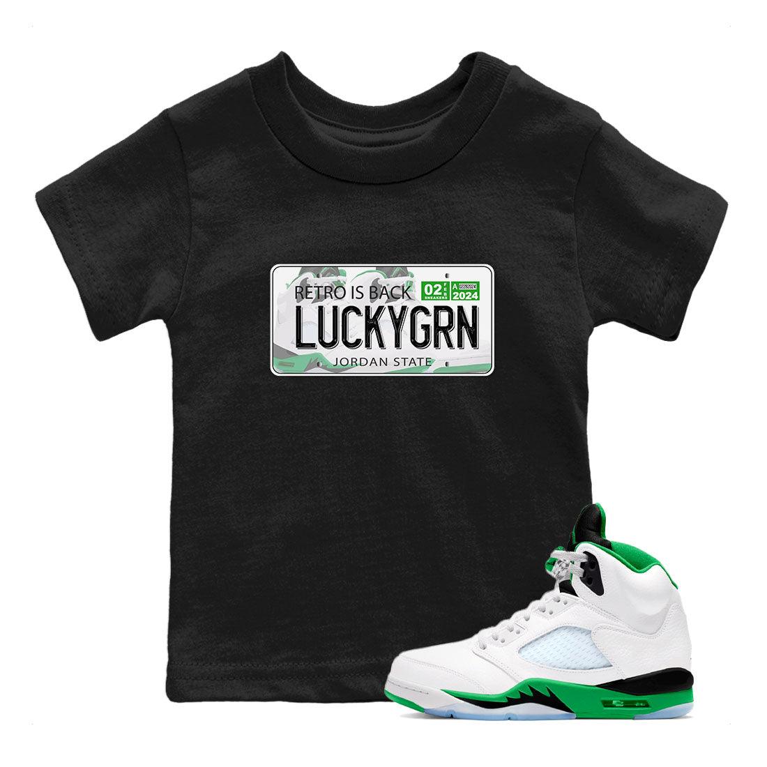 Jordan Plate snkmatch Tees Kids - Air Jordan 5 Lucky Green