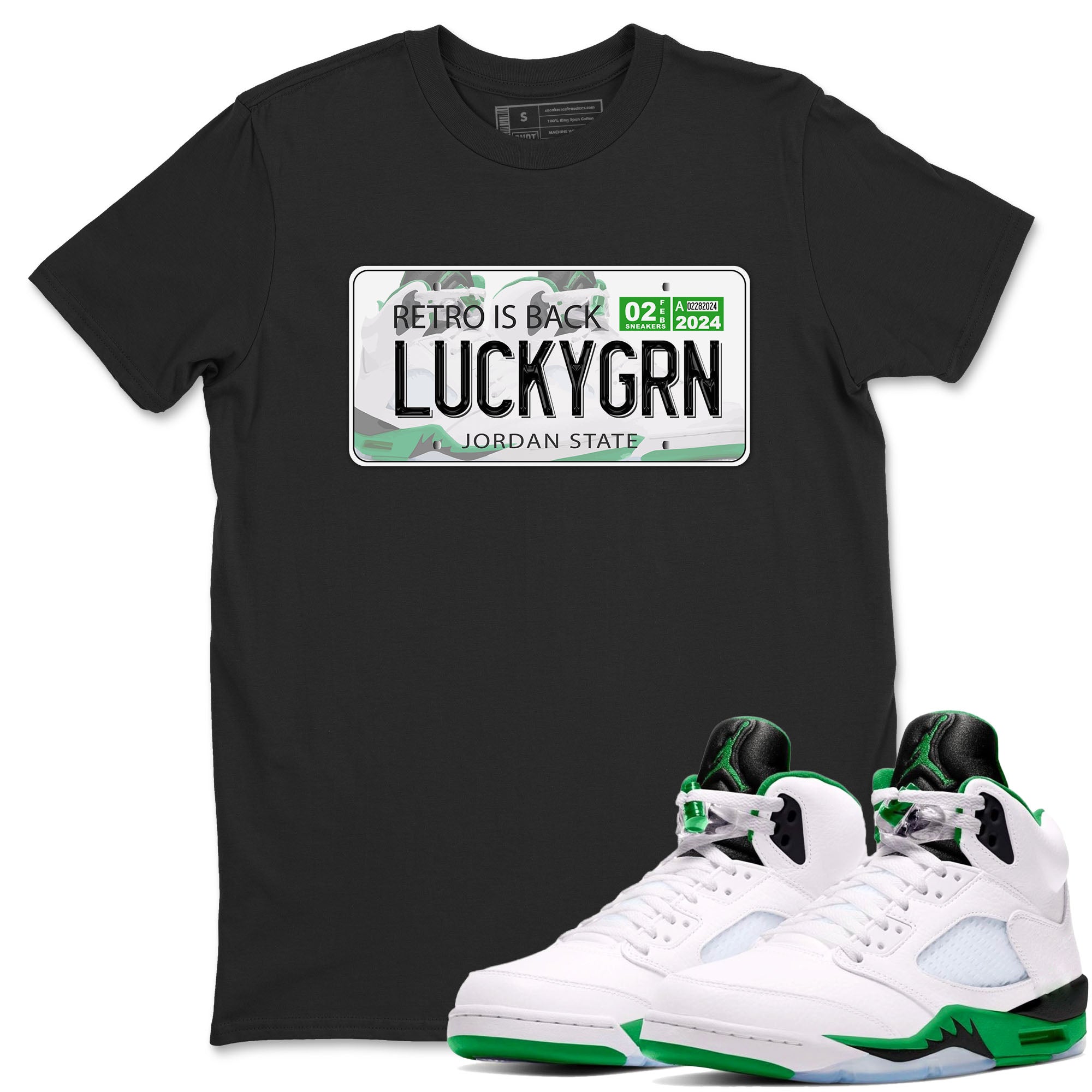Jordan Plate snkmatch Tees - Air Jordan 5 Lucky Green